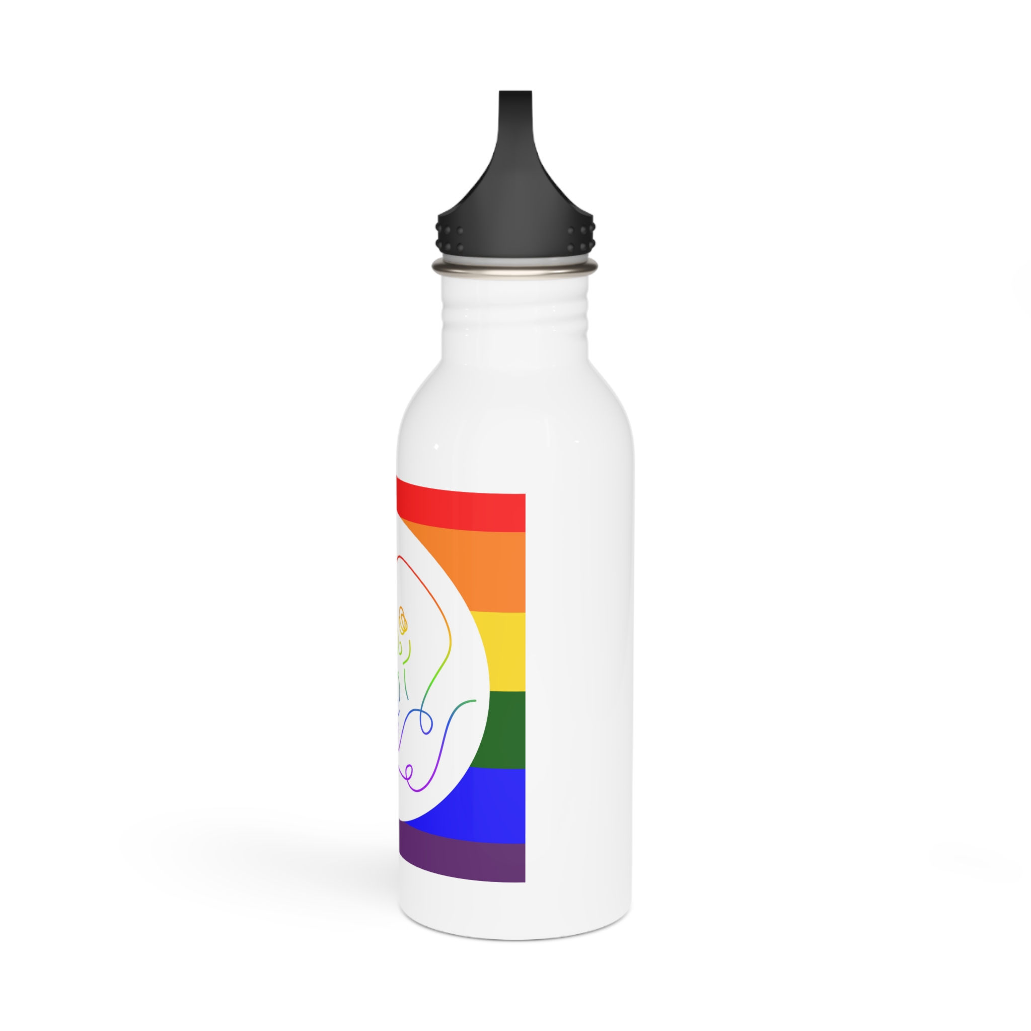 Poster With Kissing Woman Hand Lettering Love Is Love Theme Month Pride Lgbtq Love Background Stainless Steel Water Bottle - Image 4