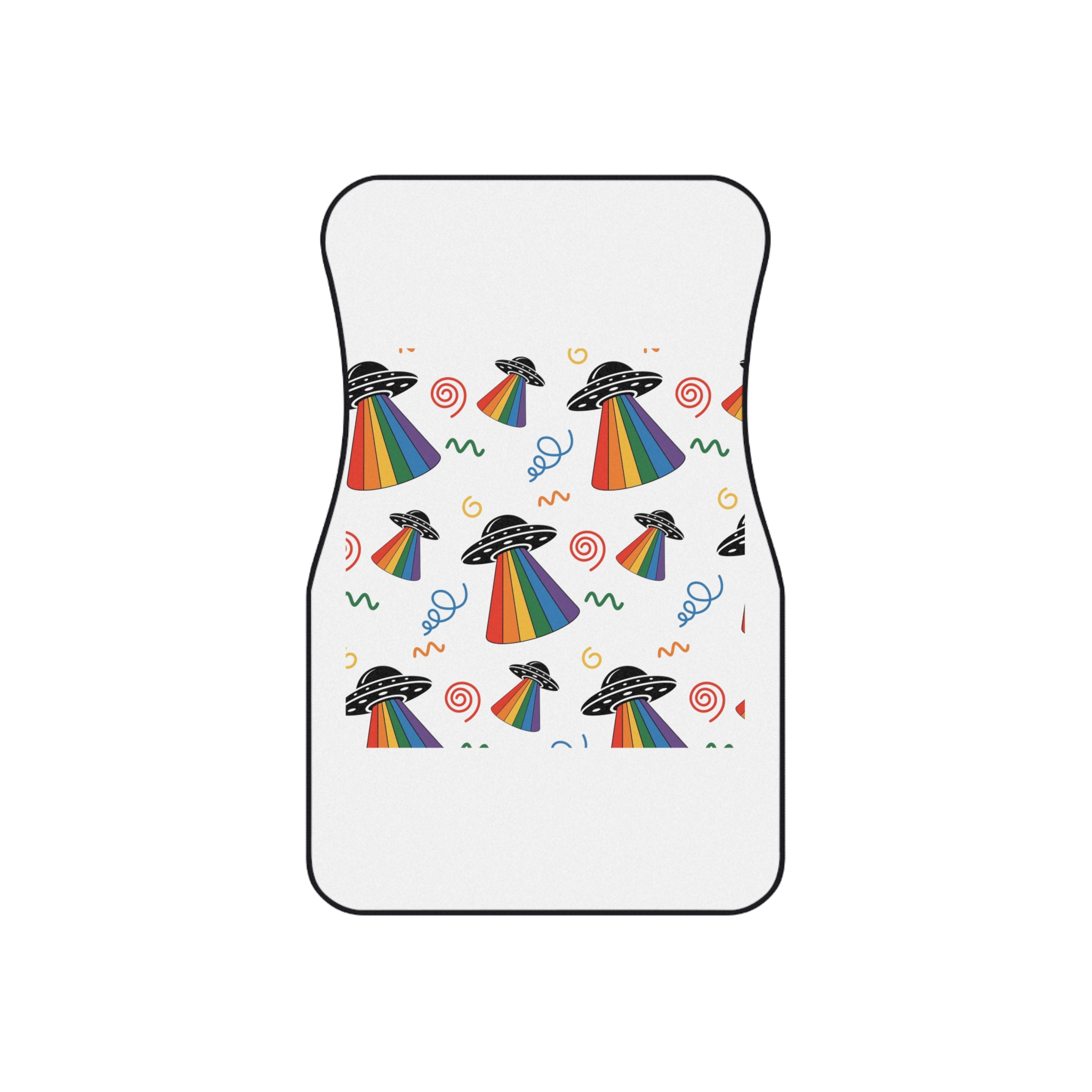 Seamless Pattern Ufo With Rainbow Beam Doodles Car Mats Set Of 4 - Image 2