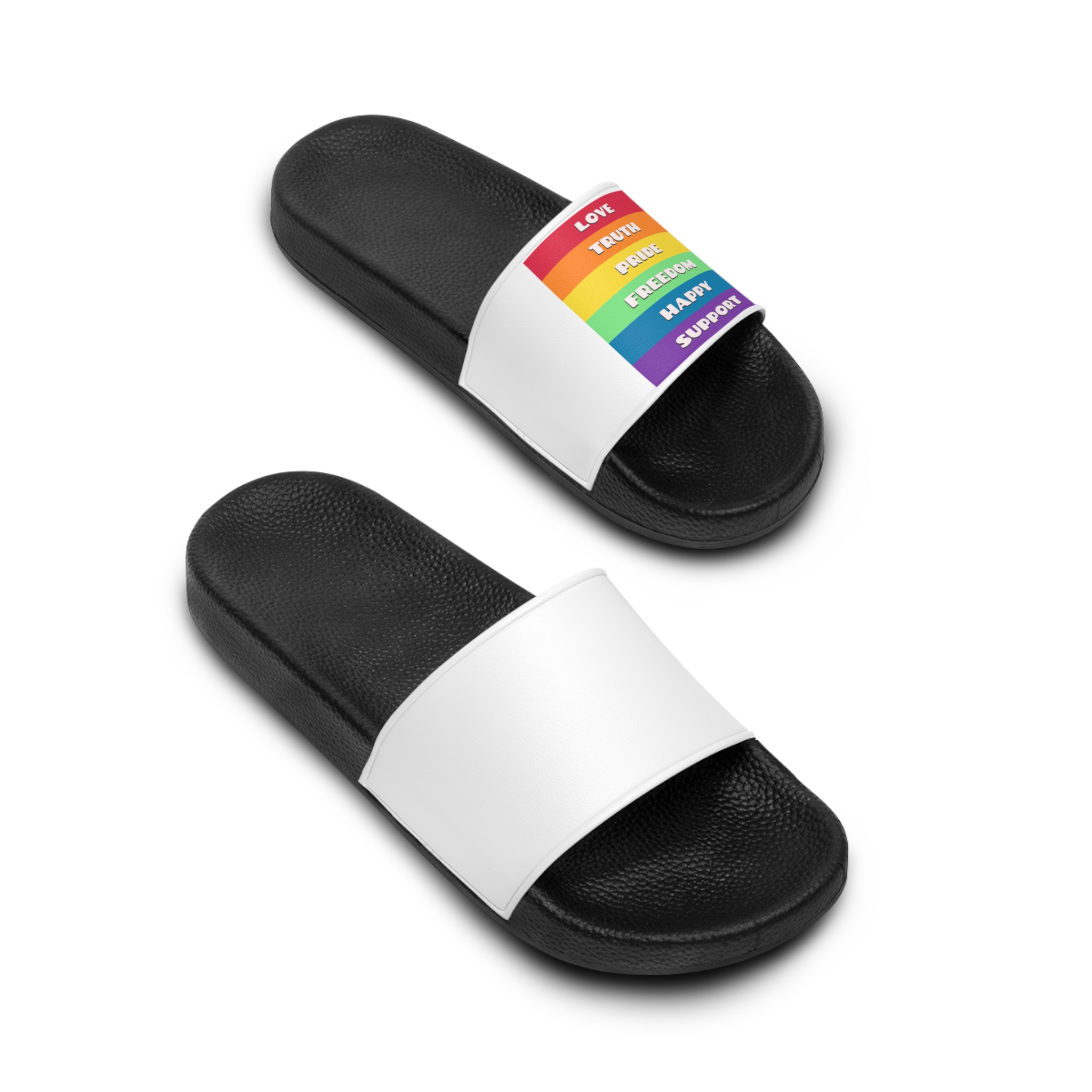 Rainbow Text Mens Slide Sandals - Image 4