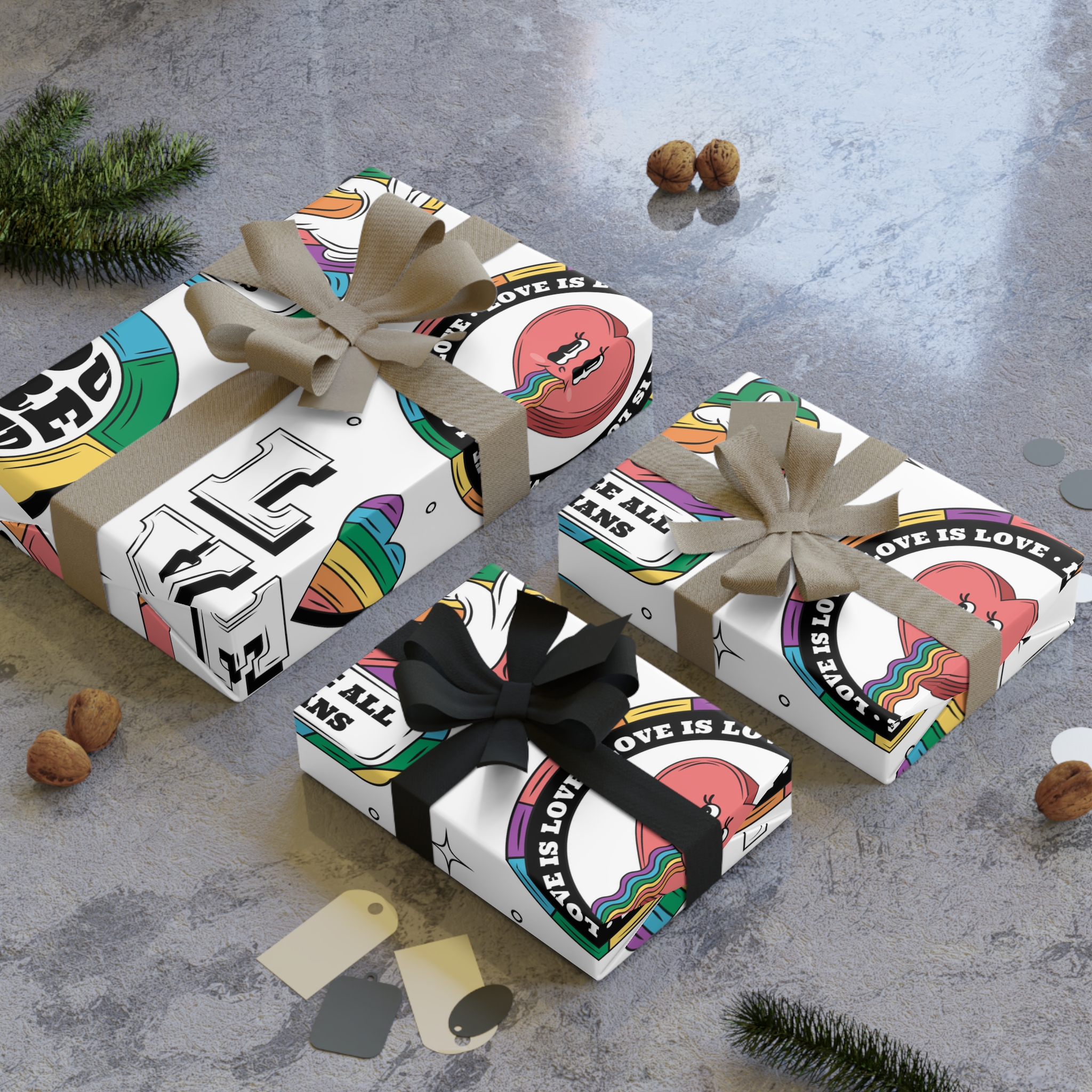 Hand Drawn Labels Collection Pride Month Celebration Gift Wrapping Paper Rolls 1pc - Image 4