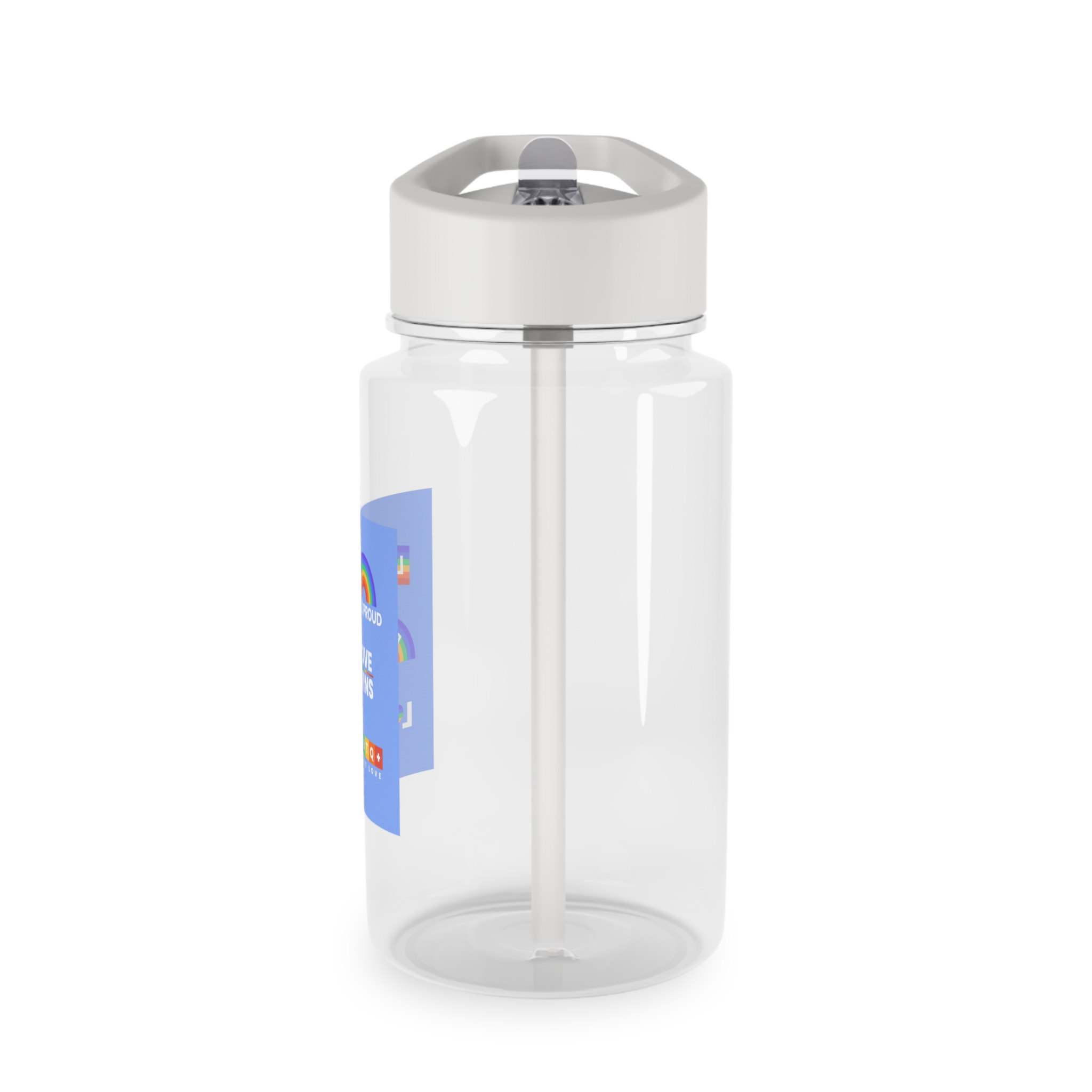 Pride Day Concept Rainbow Labels Tritan Water Bottle - Image 3