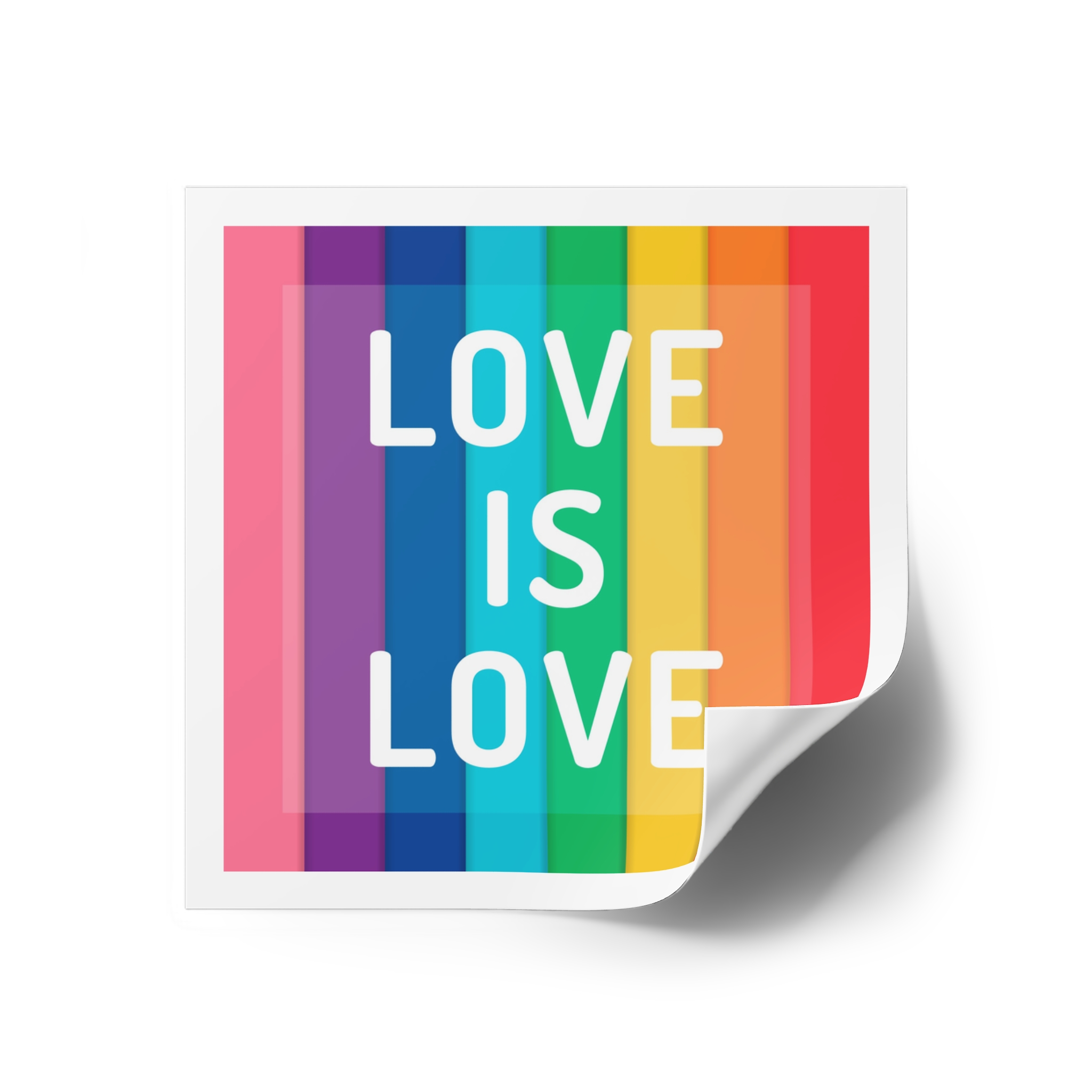 Rainbow Colored Background With Love Is Love Concept Pride Month Laminate Stickers Square - Image 26
