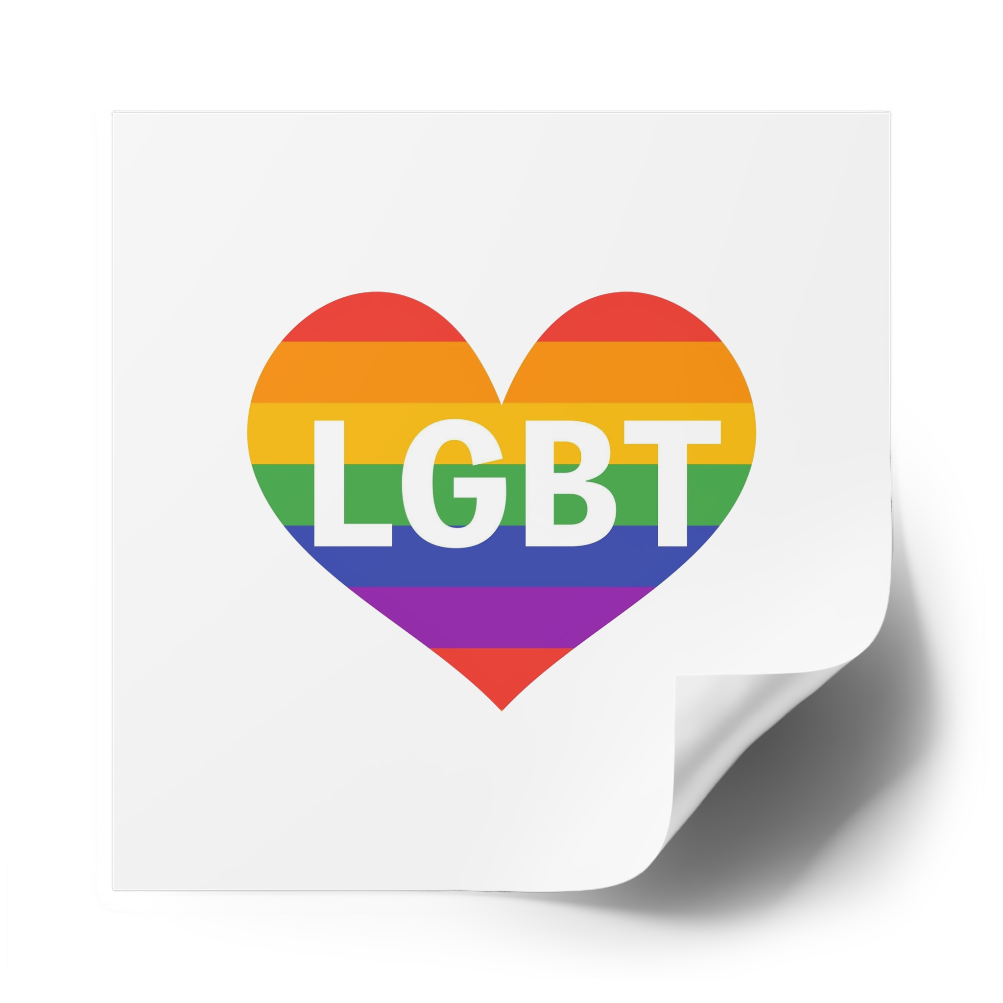 Lgbt Rainbow Colors Heart Mark Lgbt Letters Laminate Stickers Square - Image 62