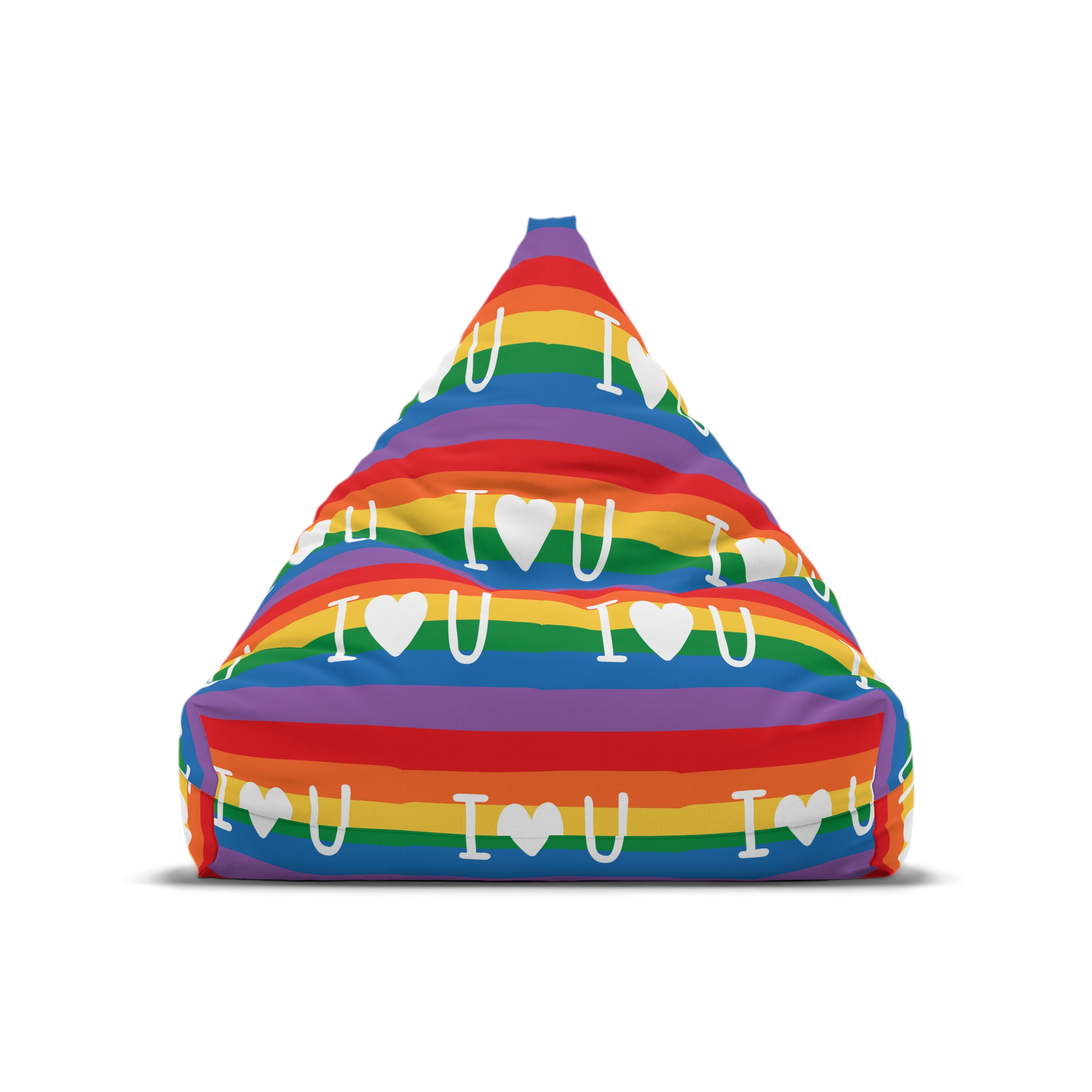 Vibrant Rainbow Flag With I Love You Heart Message Bean Bag Chair Cover - Image 5