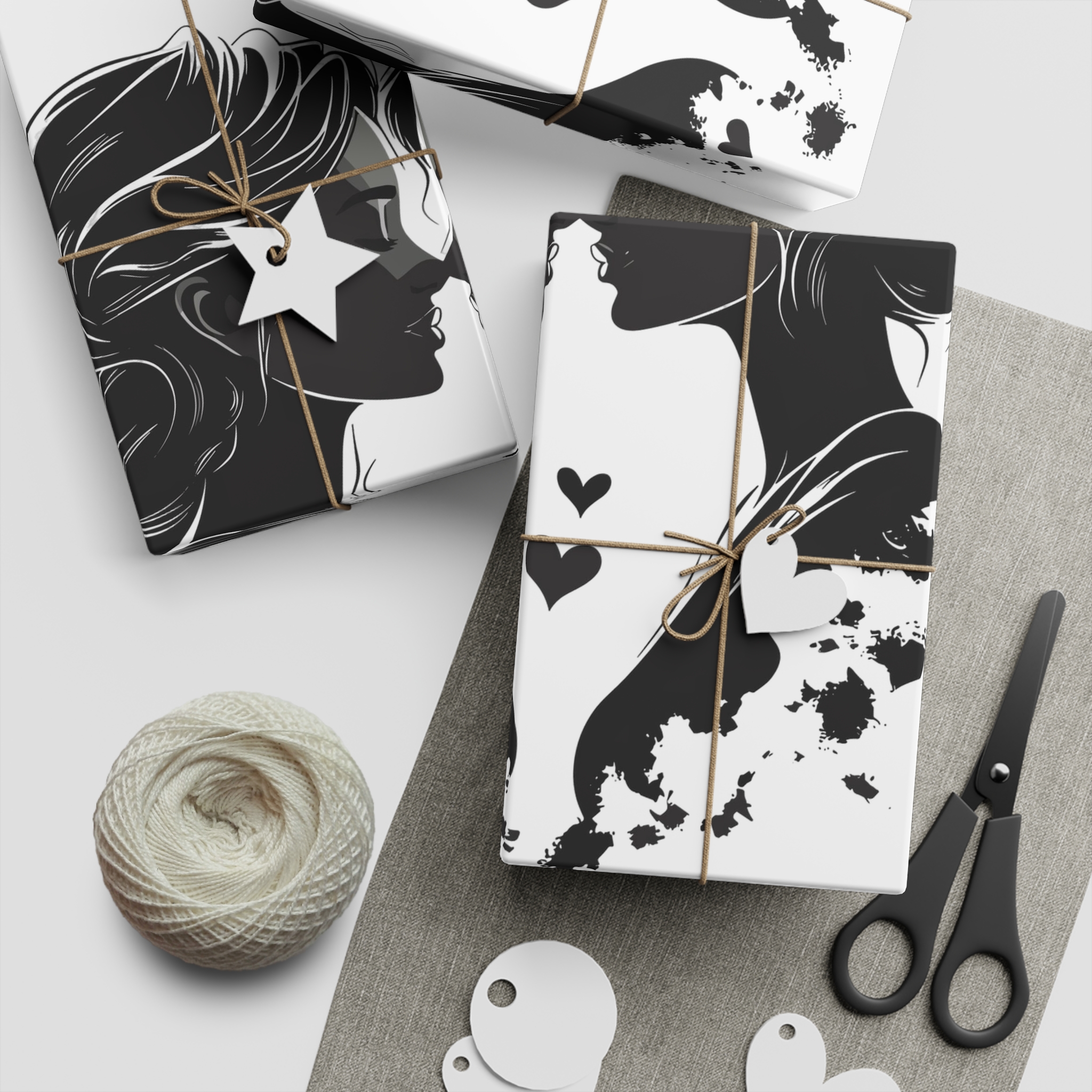 Two Women Kiss Lesbian Female Couple Together Lesbian Female Couple Kissing Homosexuality Lgbtq People Human Rights Freedom Vector Illustration Love Relationship Gift Wrapping Paper Sheets 1pc - Image 2