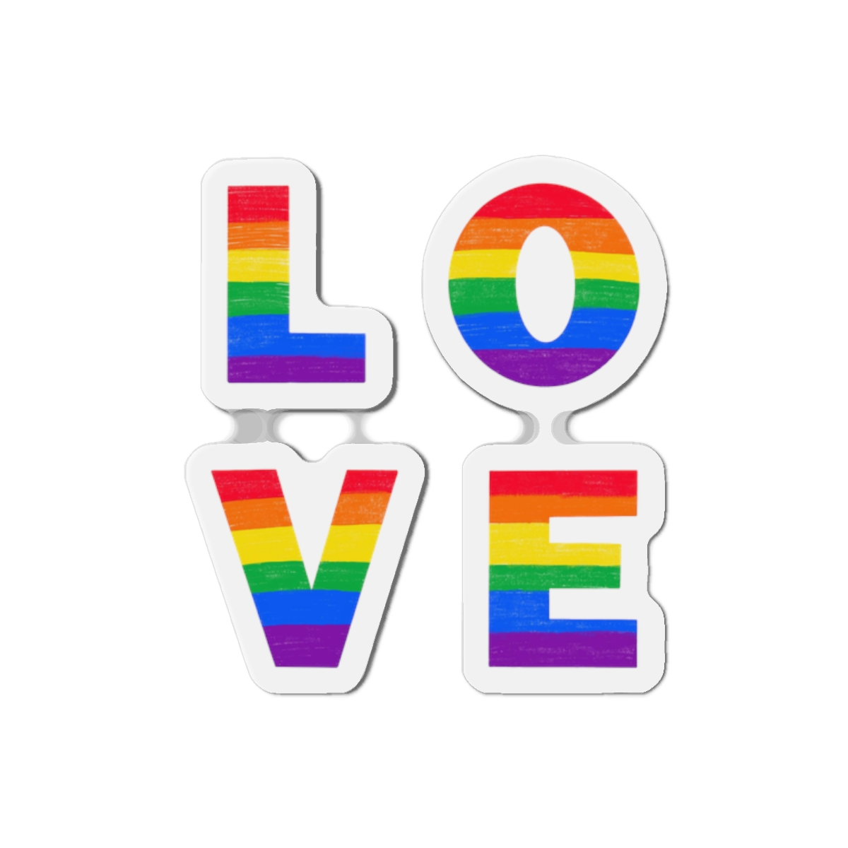 Letters Love Colored Rainbow Lgbtq Gay Pride Flag Colors Vector Lettering Lgbt History Month Pencil Crayon Textured Isolated Love Is Love Concept Die Cut Magnets