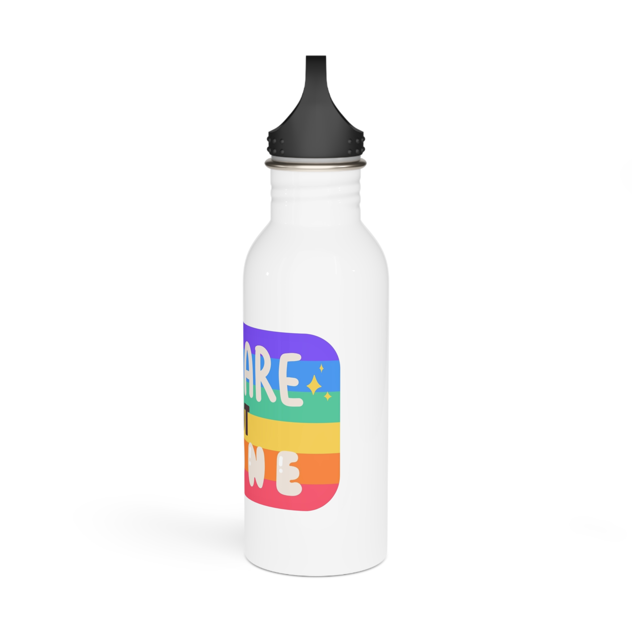 Lgbt Sticker Pack White Background Lgbtq Set Symbol Lgbt Pride Community Rainbow Elements Vector Hand Draw Illustration Hand Drawn Lettering(4) Stainless Steel Water Bottle - Image 4