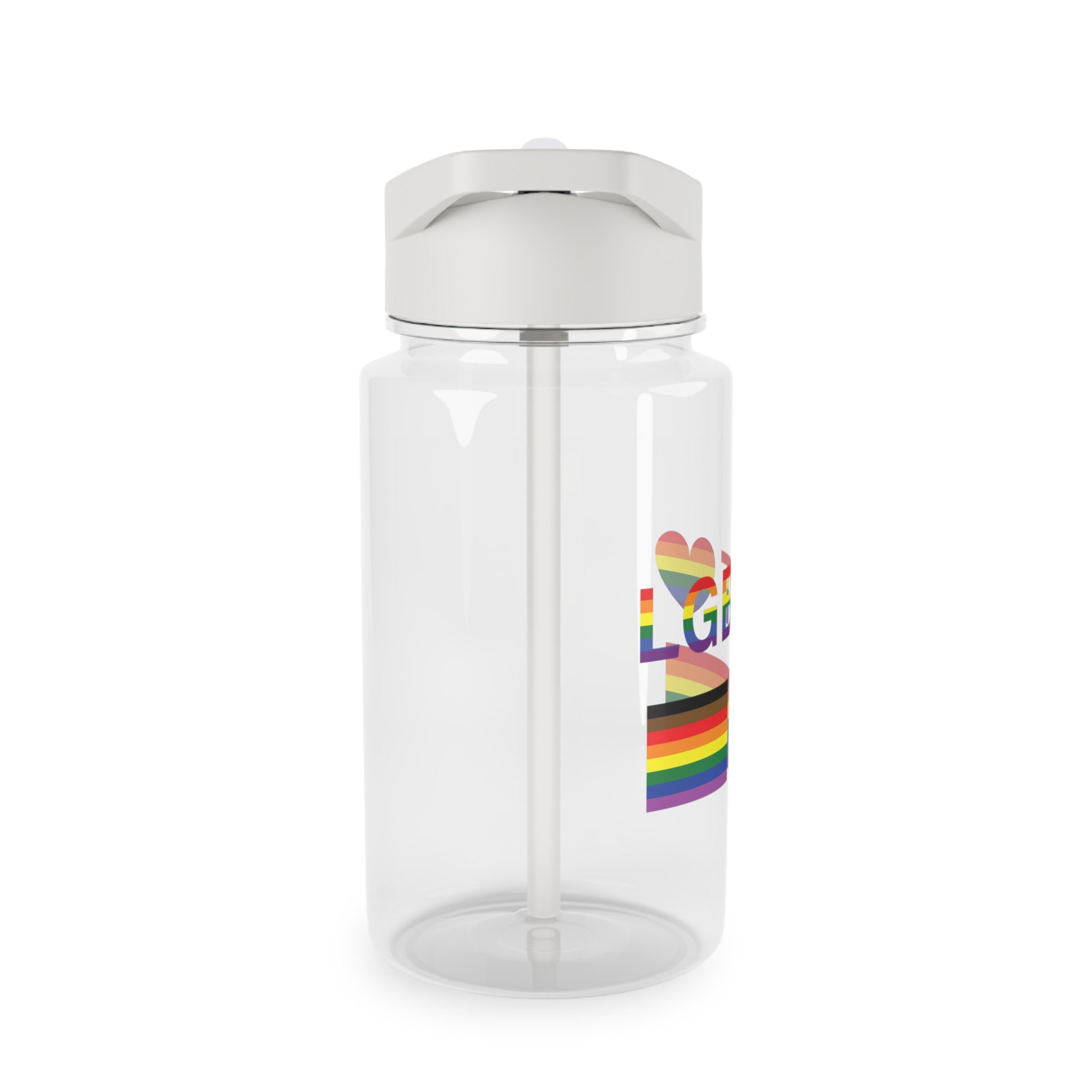 Lgbt Word Text Letter With Heart Rainbow Color Flag Isolated White Background Vector Illustrati Tritan Water Bottle - Image 4