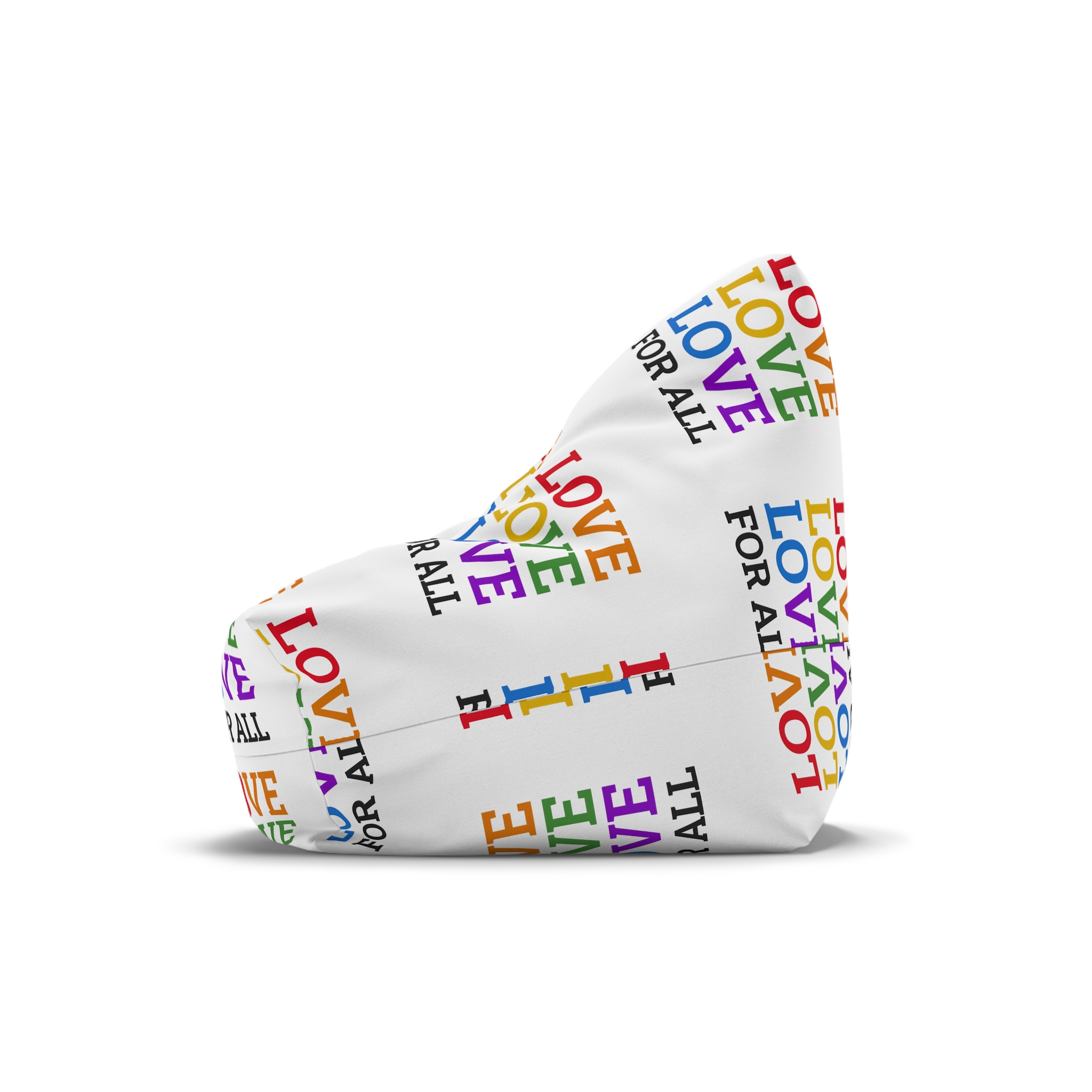 Love All Lgbtq Pride Month Positive Quote Rainbow Color Typographic Art White Background Bean Bag Chair Cover - Image 4