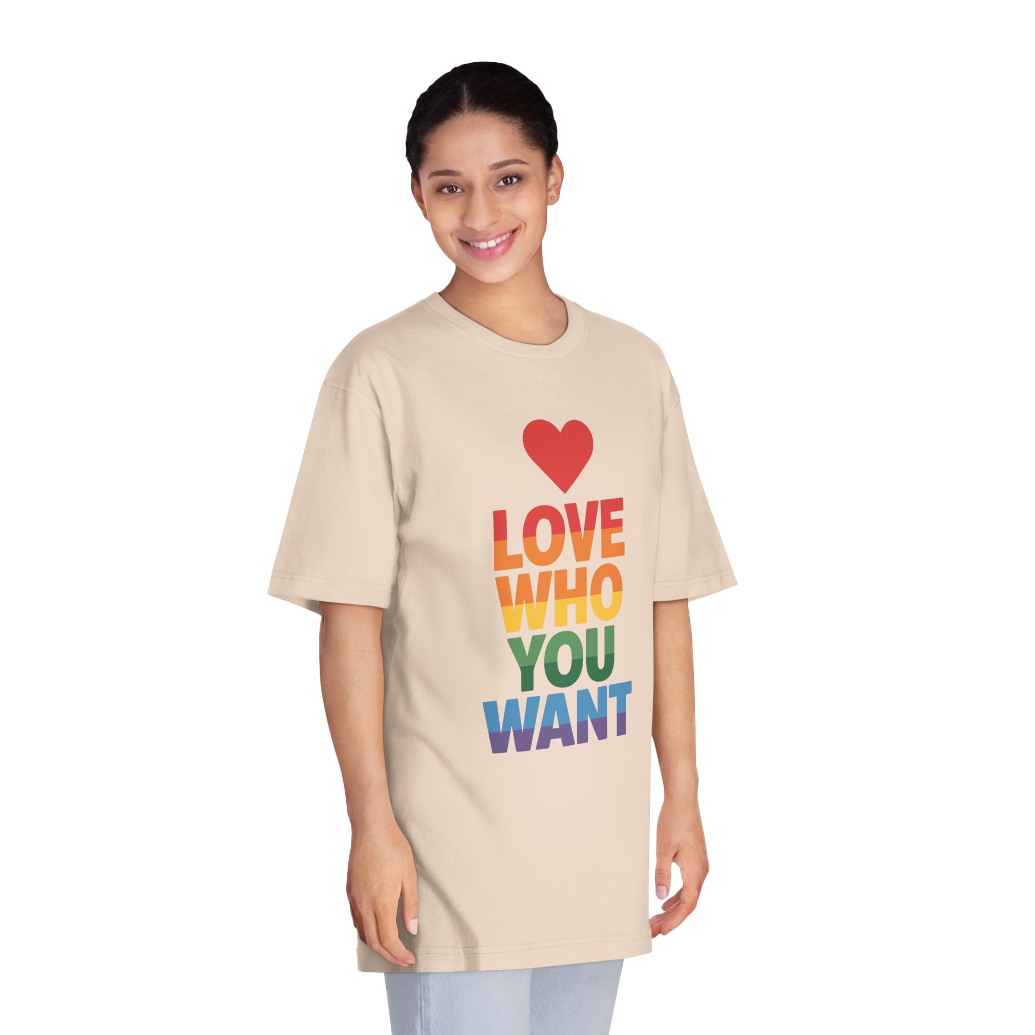 Rainbowcolored Text With Heart Symbol Saying Love Who You Want - Unisex Classic Crewneck T Shirt - Image 11