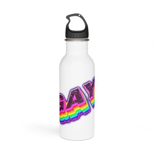 Gay Word Rainbow 3d Png Word Art Stainless Steel Water Bottle