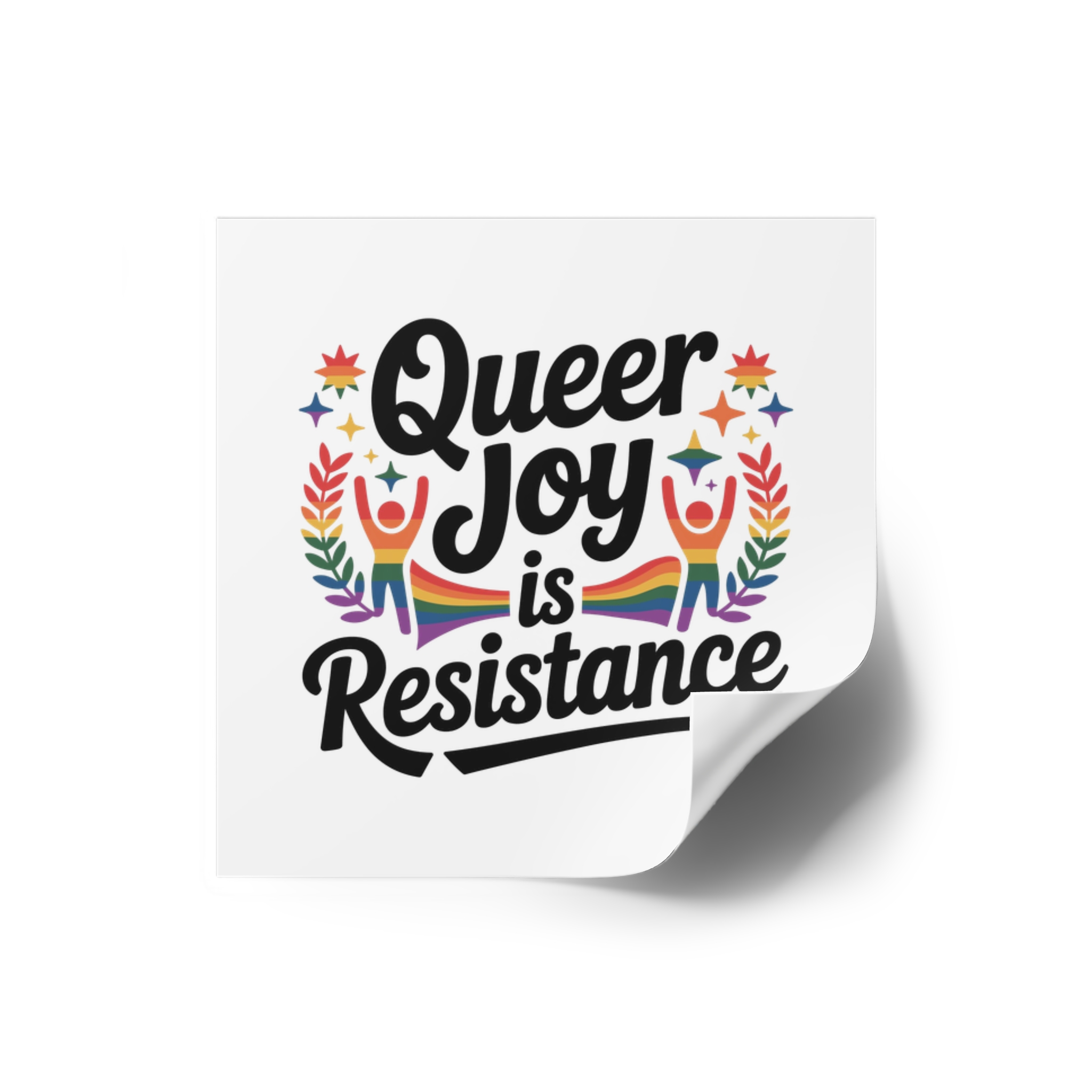 Queer Joy Is Resistance T Shirt Design Isolated White Background Laminate Stickers Square - Image 2