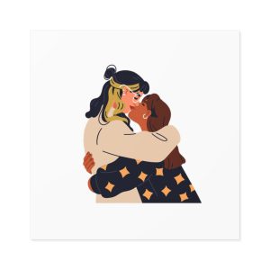 Lesbian Love Couple Kissing Hugging Lgbt Women Embracing Together With Passion Modern Young Homosexual Girlfriends Lgbtq Lovers Valentines Flat Vector Illustration Isolated White Background Laminate...