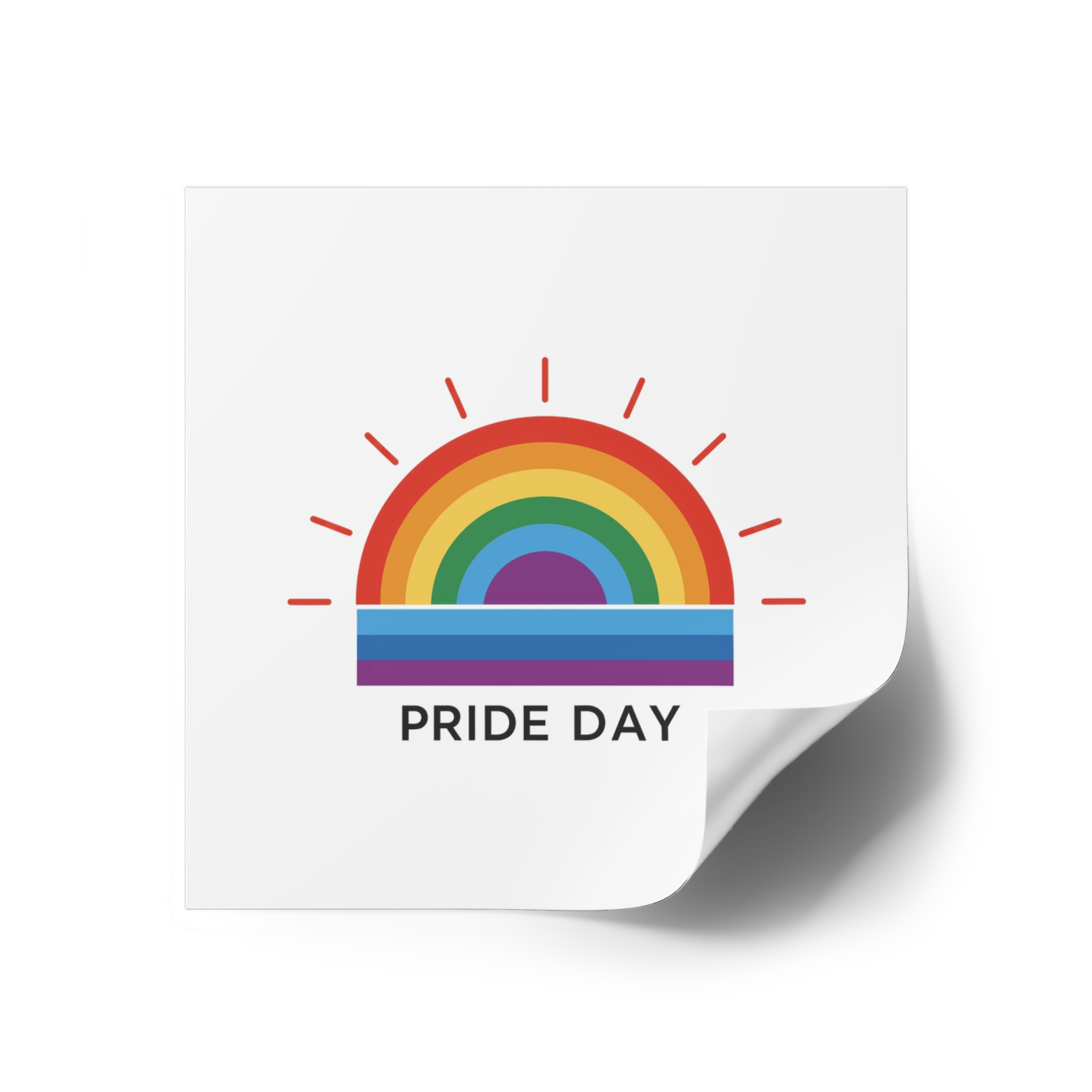Rainbow Pride Day Celebration Illustration With Colorful Sunburst Design Lgbtq Support Awareness Laminate Stickers Square - Image 26