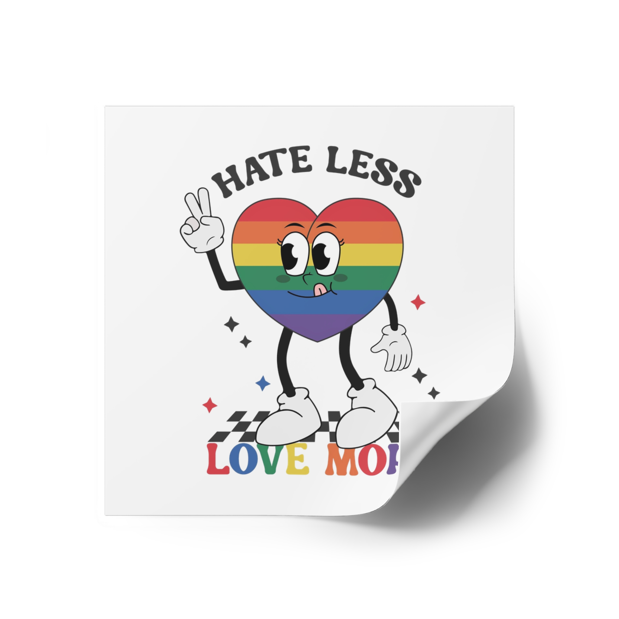 Heart With Words Hate Less Love More It Laminate Stickers Square - Image 18