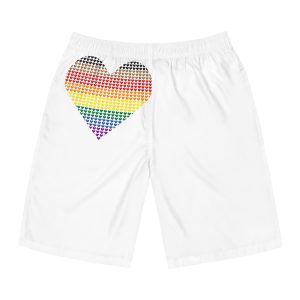 Pride Flag Heart Shape Icon With Heart Pattern Inside Heart Symbol With Black Brown Stripes Mens Board Shorts Aop