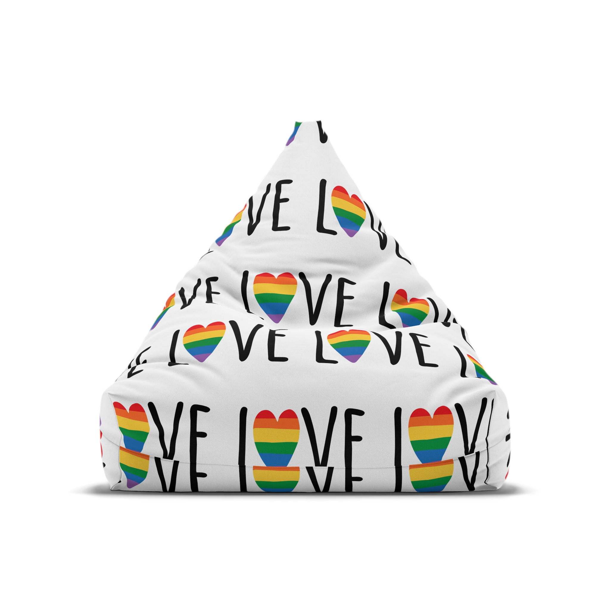 Hand Drawn Love Lgbt Pride Lettering With Rainbow Flag Heart Bean Bag Chair Cover - Image 5