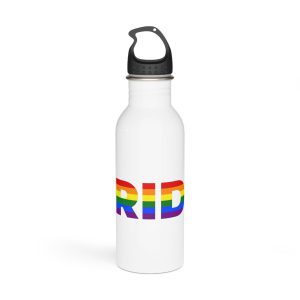Text Pride Rainbow Colors Isolated White Background Banner Pride Month Vector Stainless Steel Water Bottle