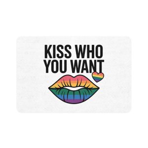 Kiss Who You Want T Shirt Design Isolated White Background Pet Food Mat 12x18