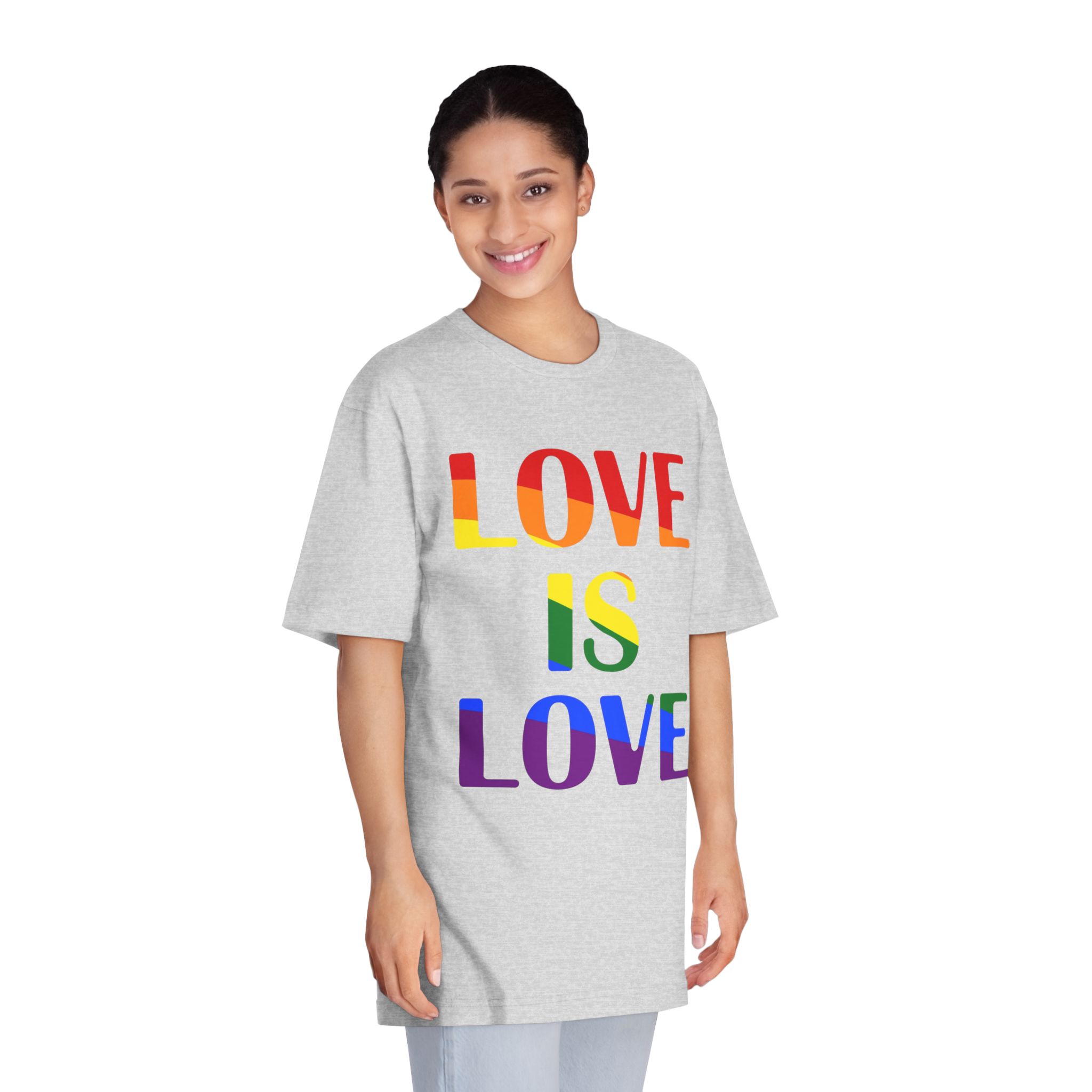 Love Is Love With Rainbow Colors Slogan Typography Banner - Unisex Classic Crewneck T Shirt - Image 15