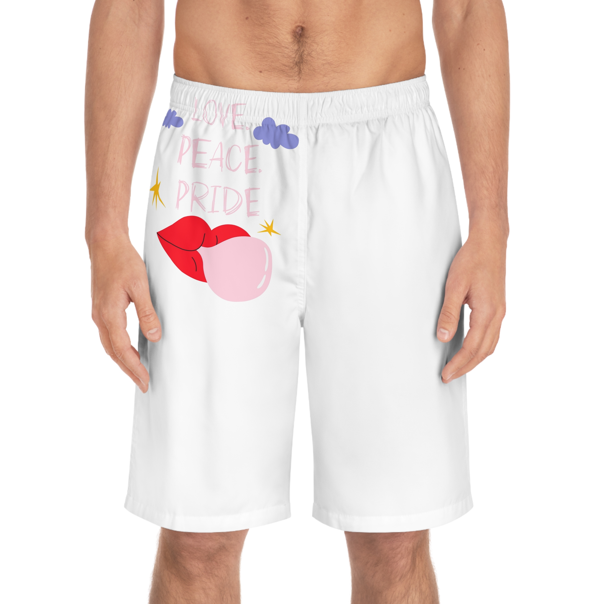 Pride Month Cartoon Funky Card Lgbt Festive Groovy Retro Poster Tolerance Freedom Mens Board Shorts Aop - Image 3