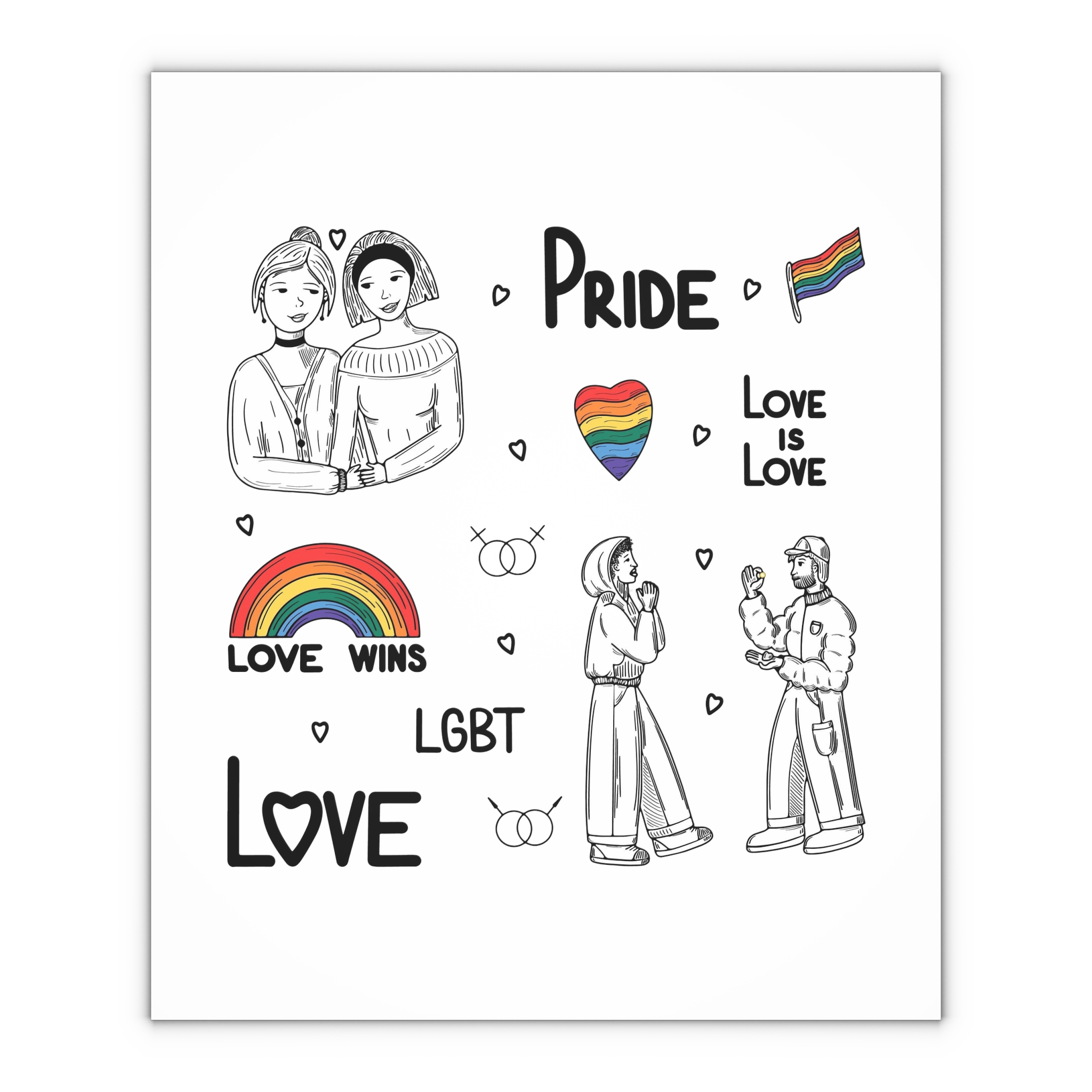 Engraving Hand Drawn Set Lgbt Elements Pride Collection Gift Wrapping Paper Sheets 1pc - Image 4