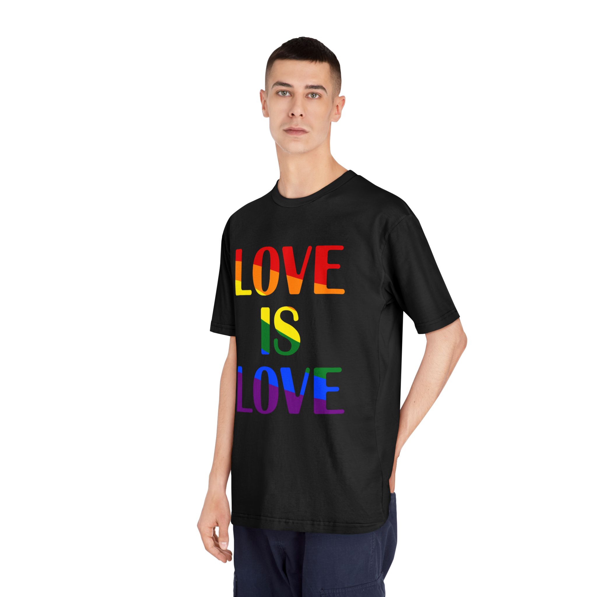 Love Is Love With Rainbow Colors Slogan Typography Banner - Unisex Classic Crewneck T Shirt - Image 8