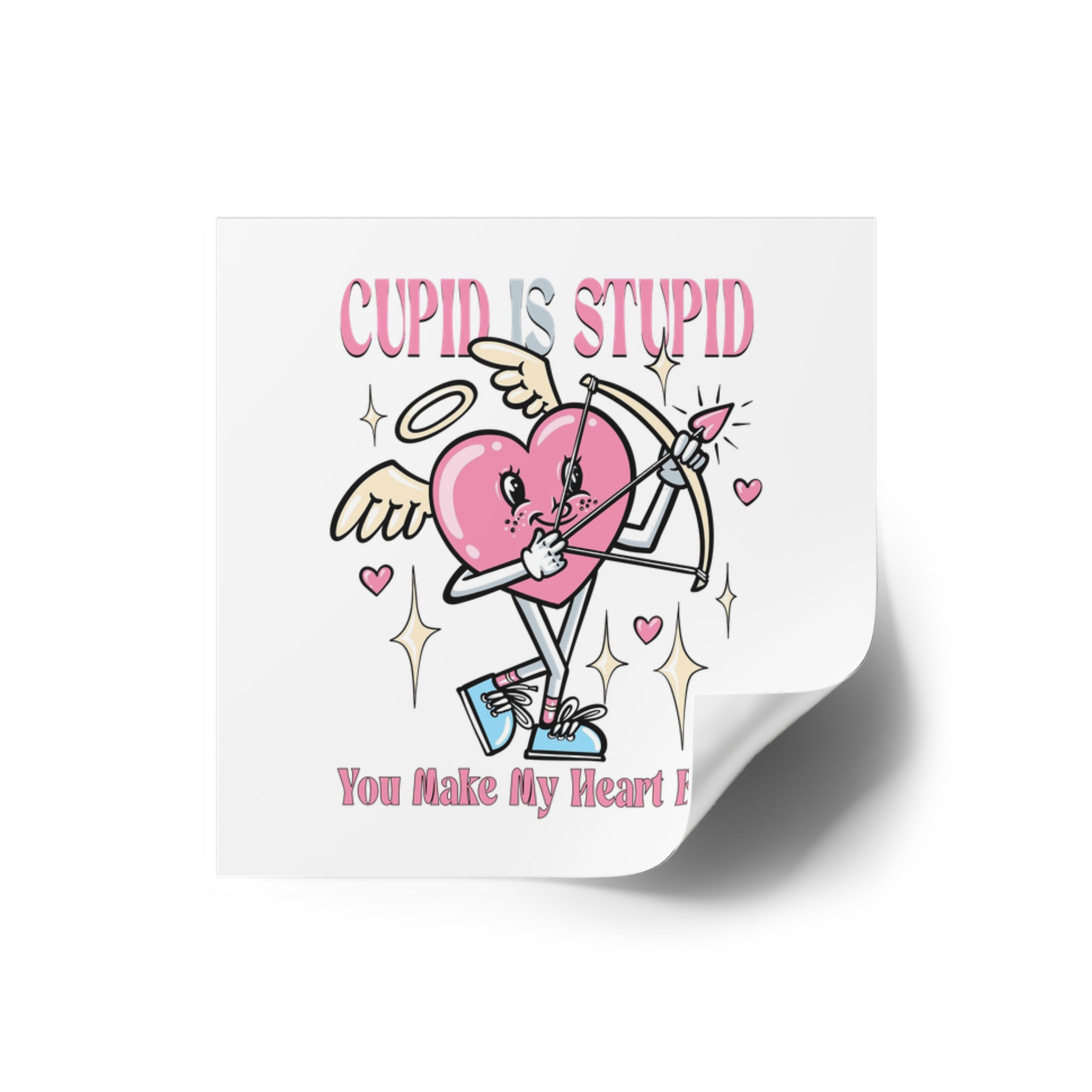 Love Cupid Holding Bow Tshirt Design Laminate Stickers Square - Image 10
