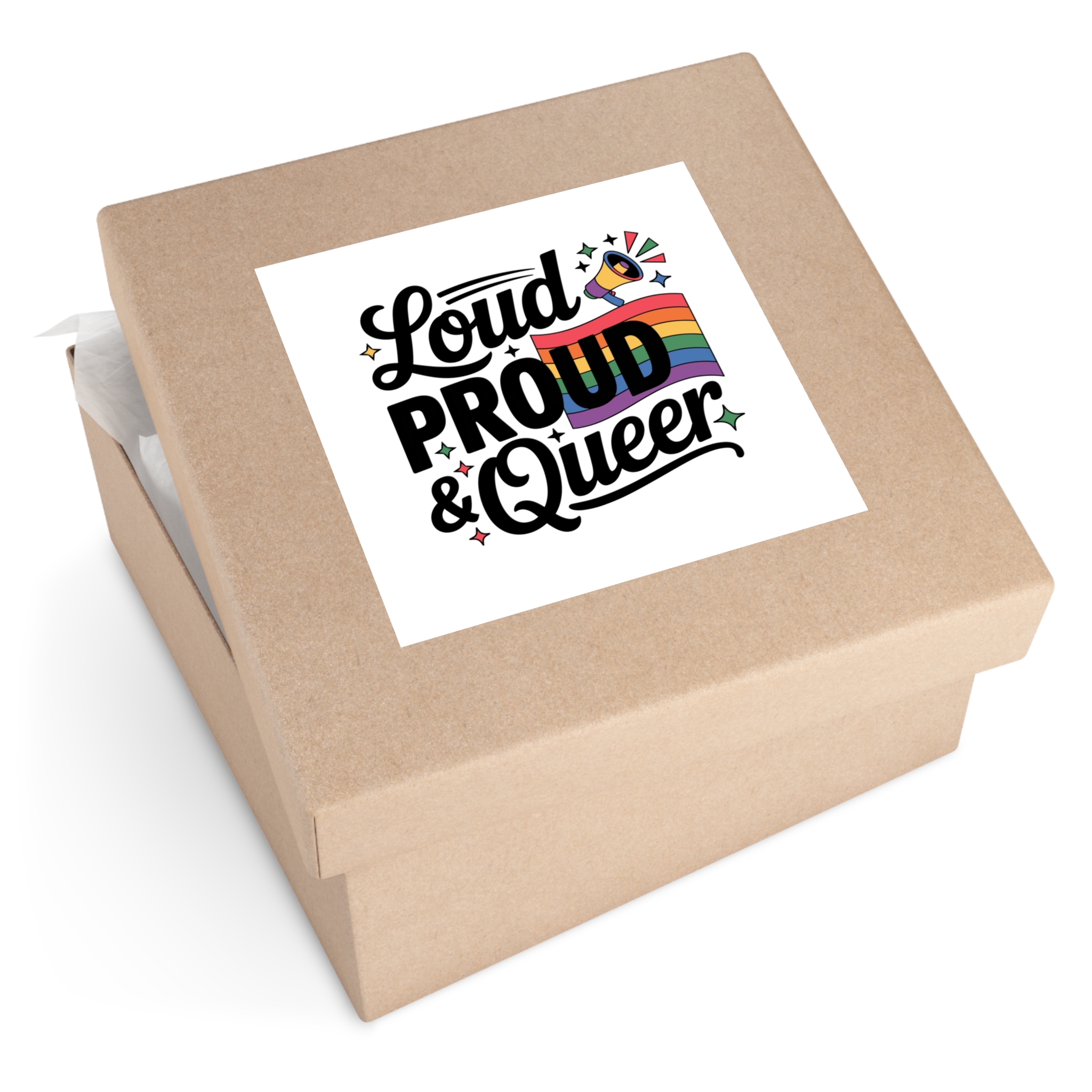 Loud Proud Queer T Shirt Design Isolated White Background2 Laminate Stickers Square - Image 55