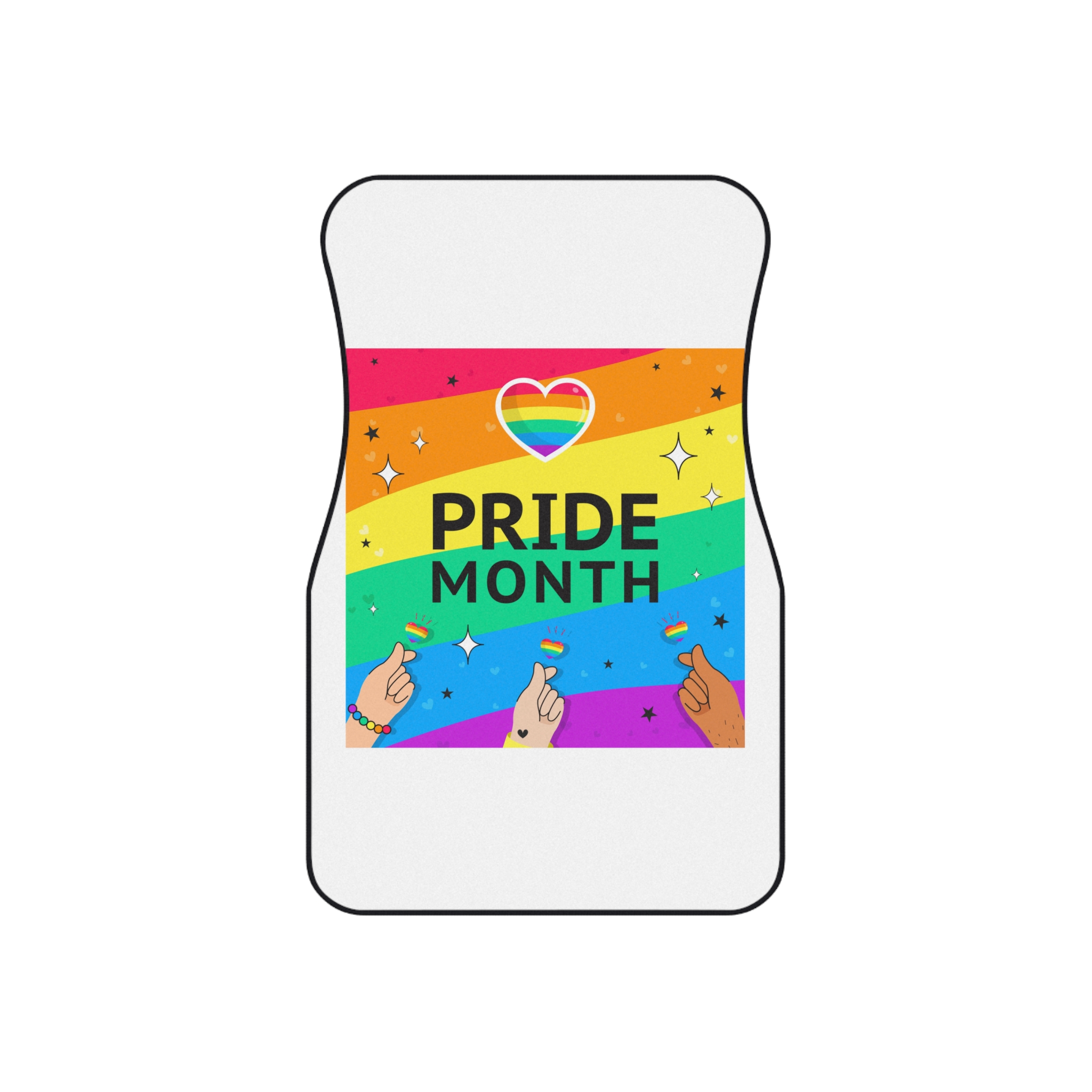 Pride Month Greeting Card Vector Illustration Hand Symbol Mini Heart Rainbow Flag Car Mats Set Of 4 - Image 2