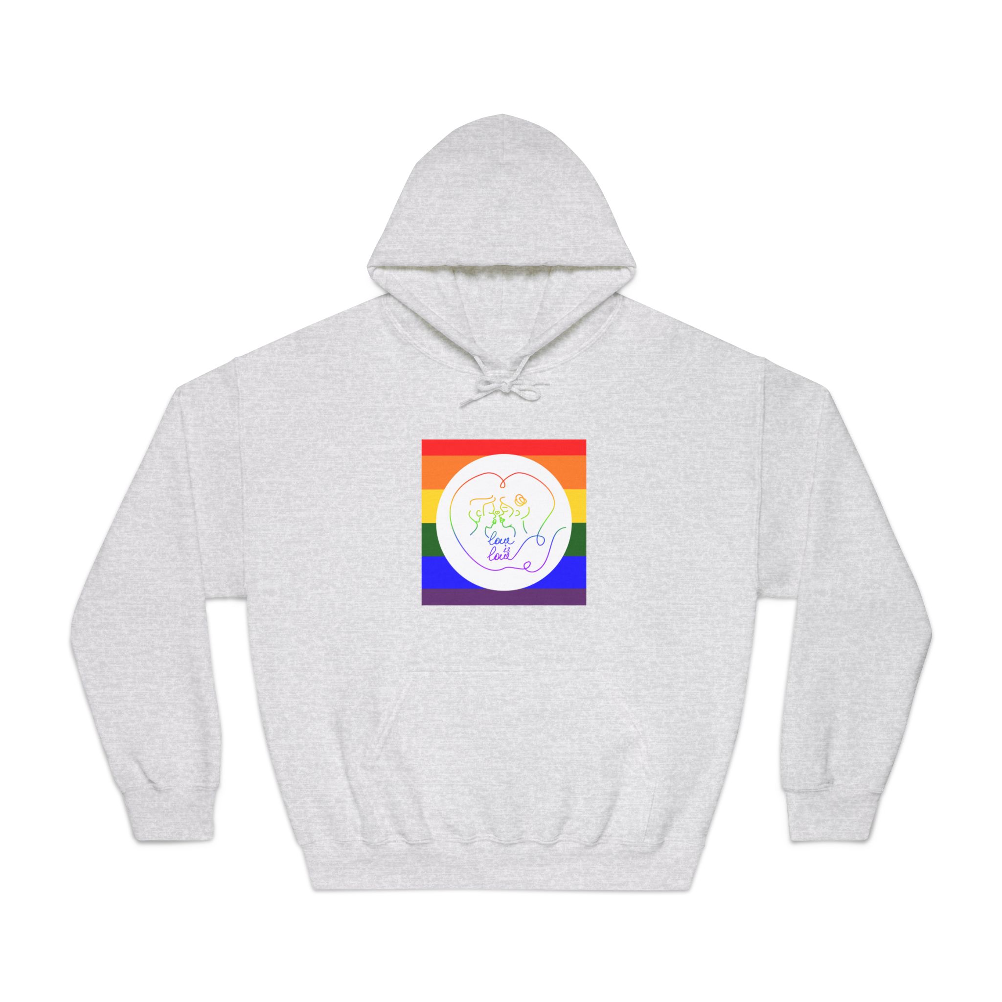 Poster With Kissing Woman Hand Lettering Love Is Love Theme Month Pride Lgbtq Love Background Unisex Dryblend Hooded Sweatshirt - Image 5