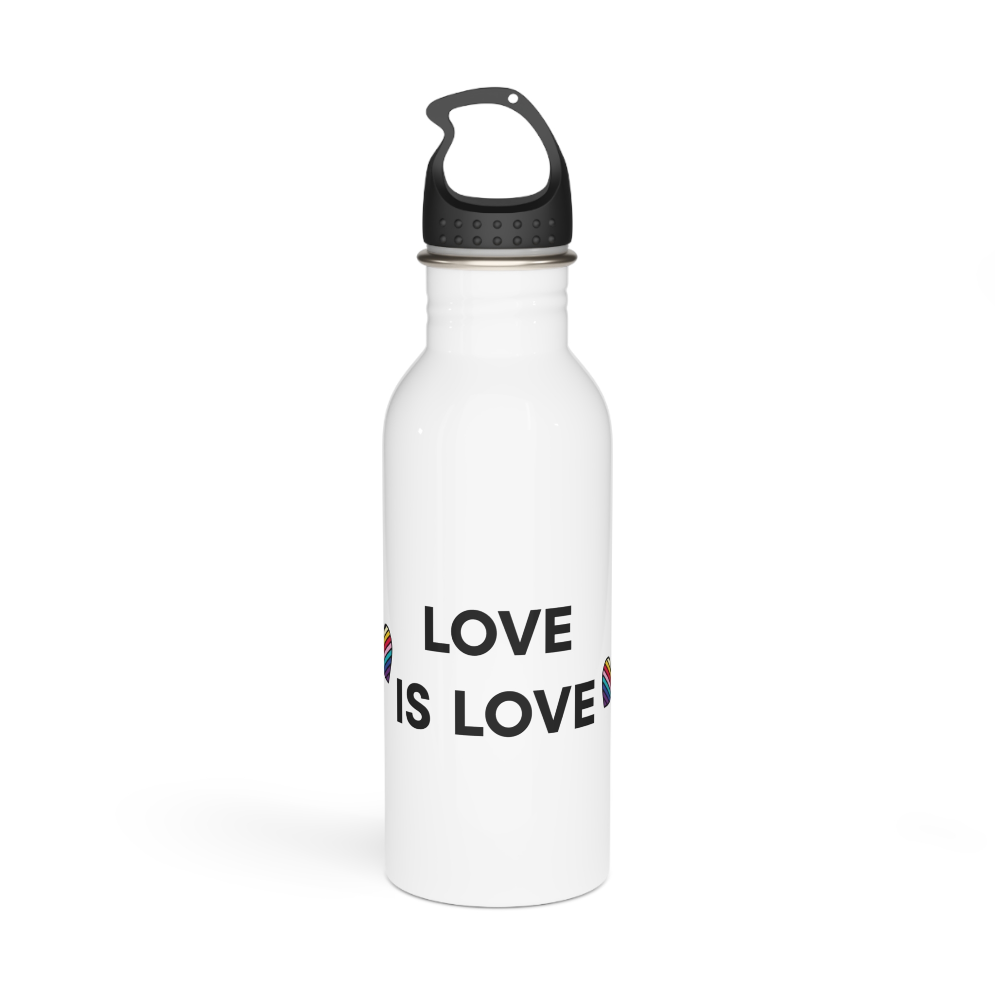 Love Is Love With Rainbow Hearts Stainless Steel Water Bottle