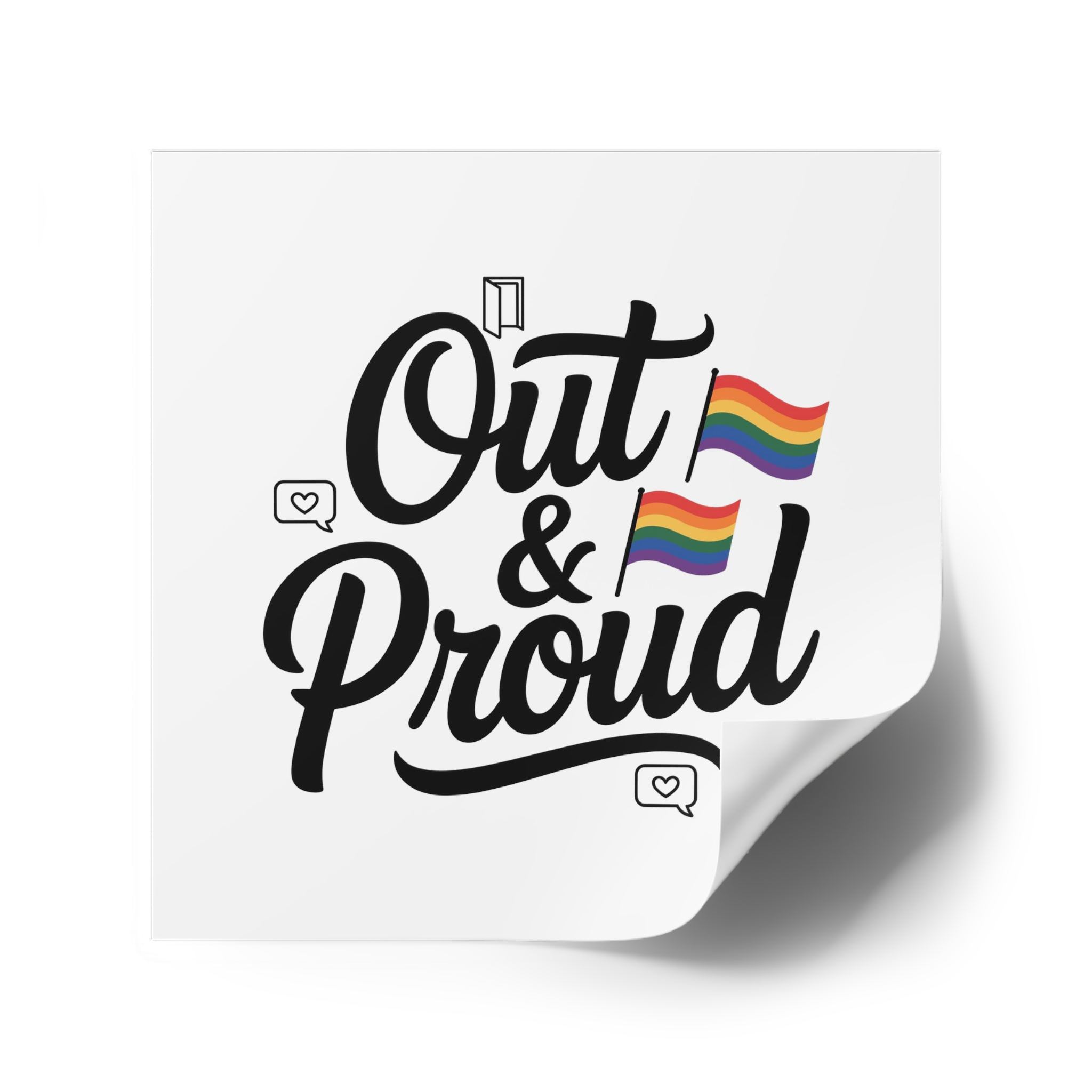 Out Proud T Shirt Design Isolated White Background1 Laminate Stickers Square - Image 74