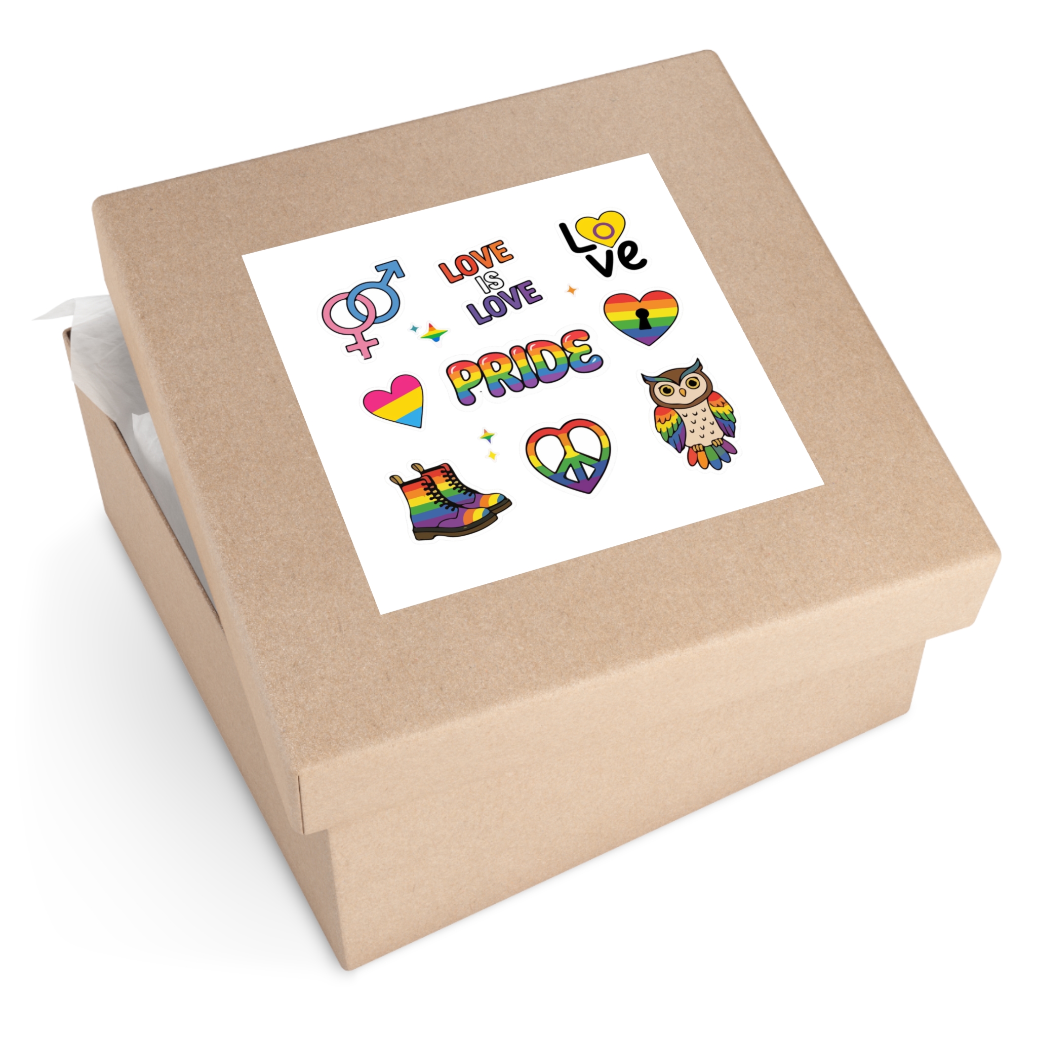 Pride Stickers Doodle Set Colorful Lgbtq Hand Drawn Icons Pack Laminate Stickers Square - Image 55