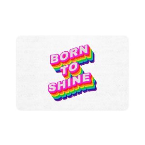 Rainbow Word Born Shine Typography Design Element Pet Food Mat 12x18
