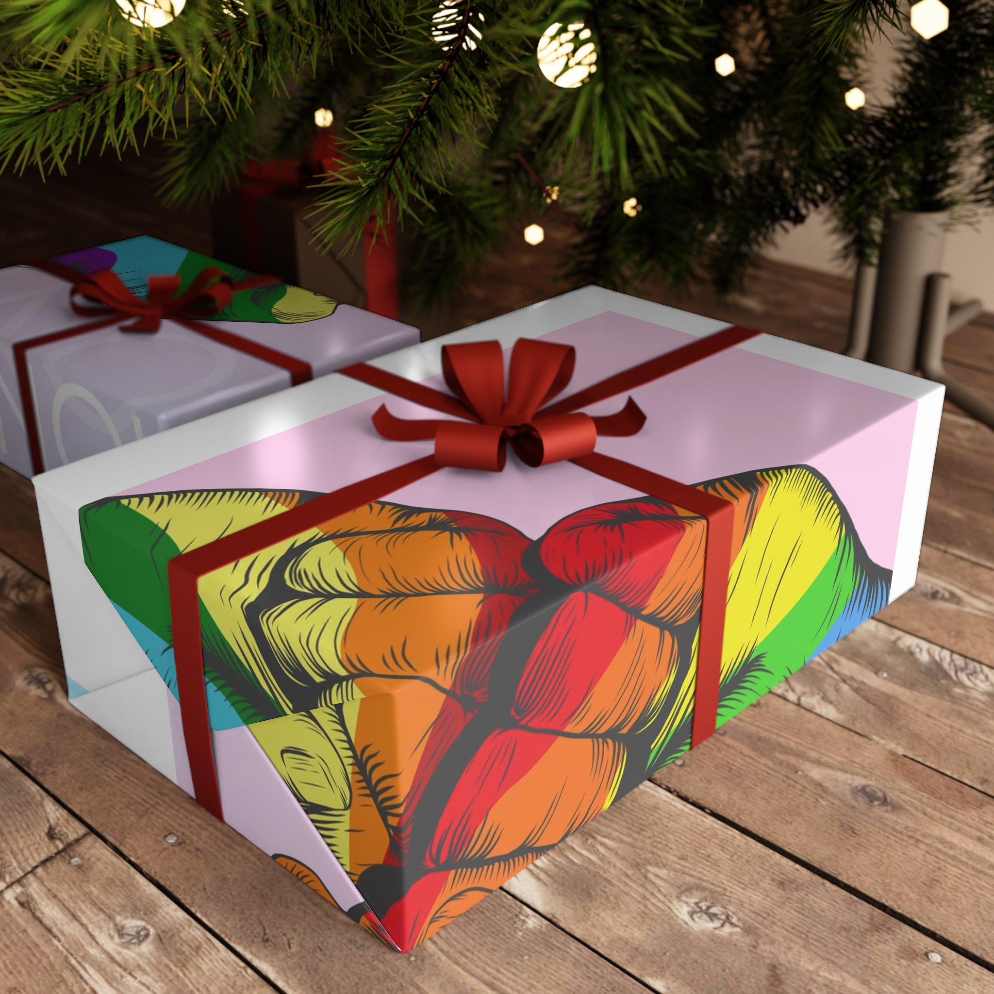 Rainbow Colored Hand Fist Fist Gesture Gay Pride Month Background Lgbt Concept Gift Wrapping Paper Sheets 1pc - Image 3