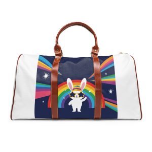 Happy Bunny With Rainbow Stars Waterproof Travel Bag