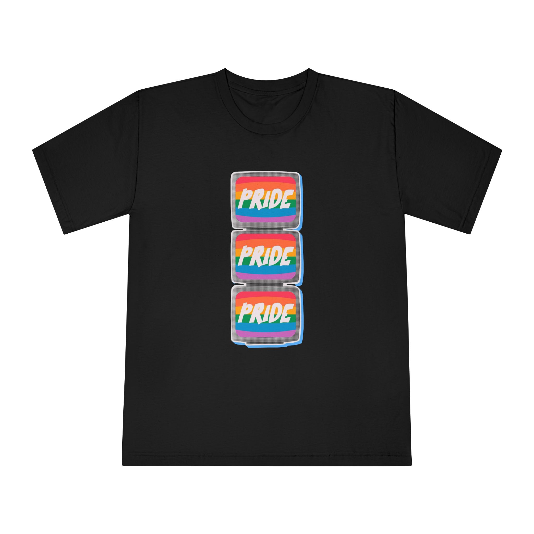 Retro Halftone Tvs With Rainbow Screens Bold Text Perfect Pride Month Activism Designs - Unisex Classic Crewneck T Shirt - Image 5