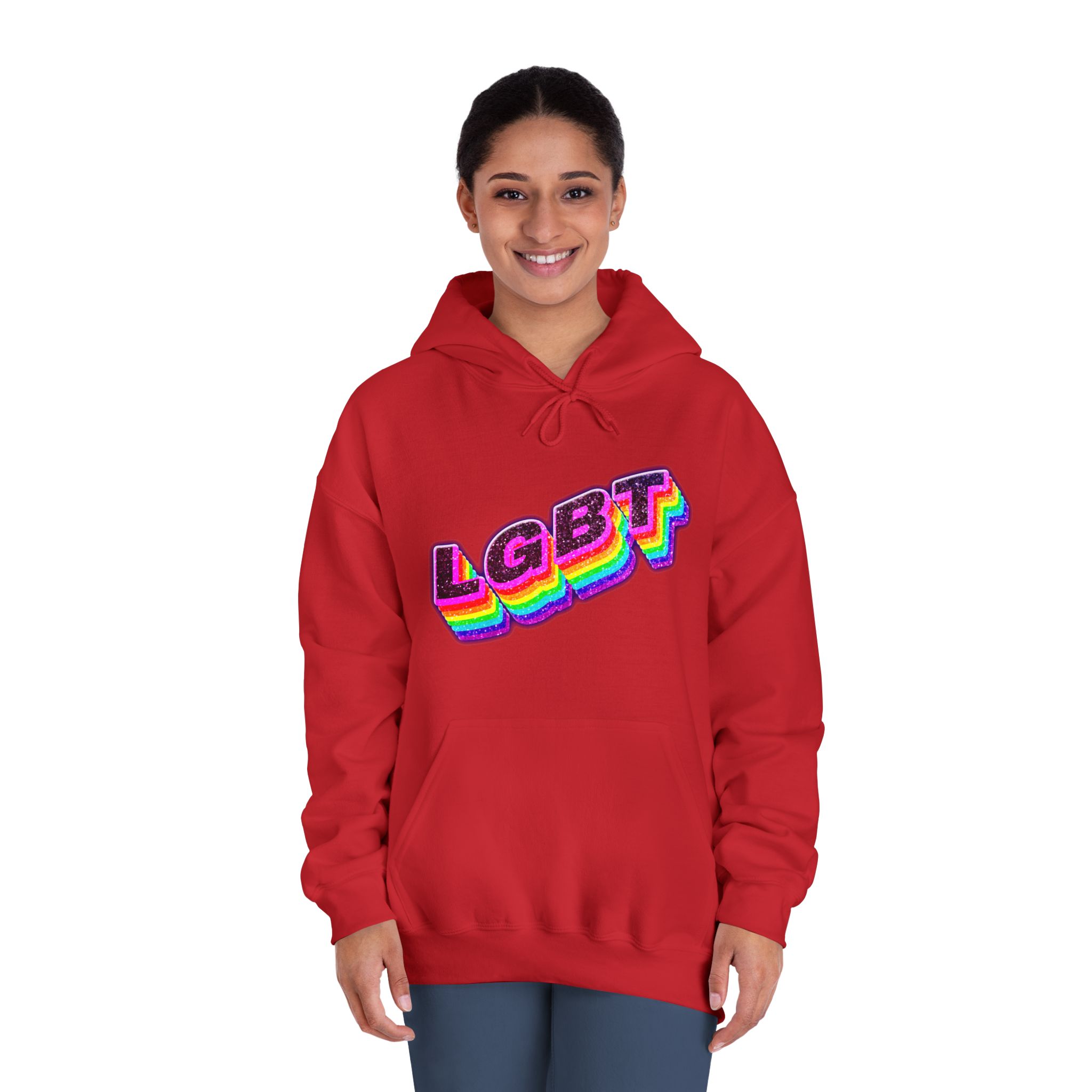 Png Word Lgbt Rainbow Typography Unisex Dryblend Hooded Sweatshirt - Image 36