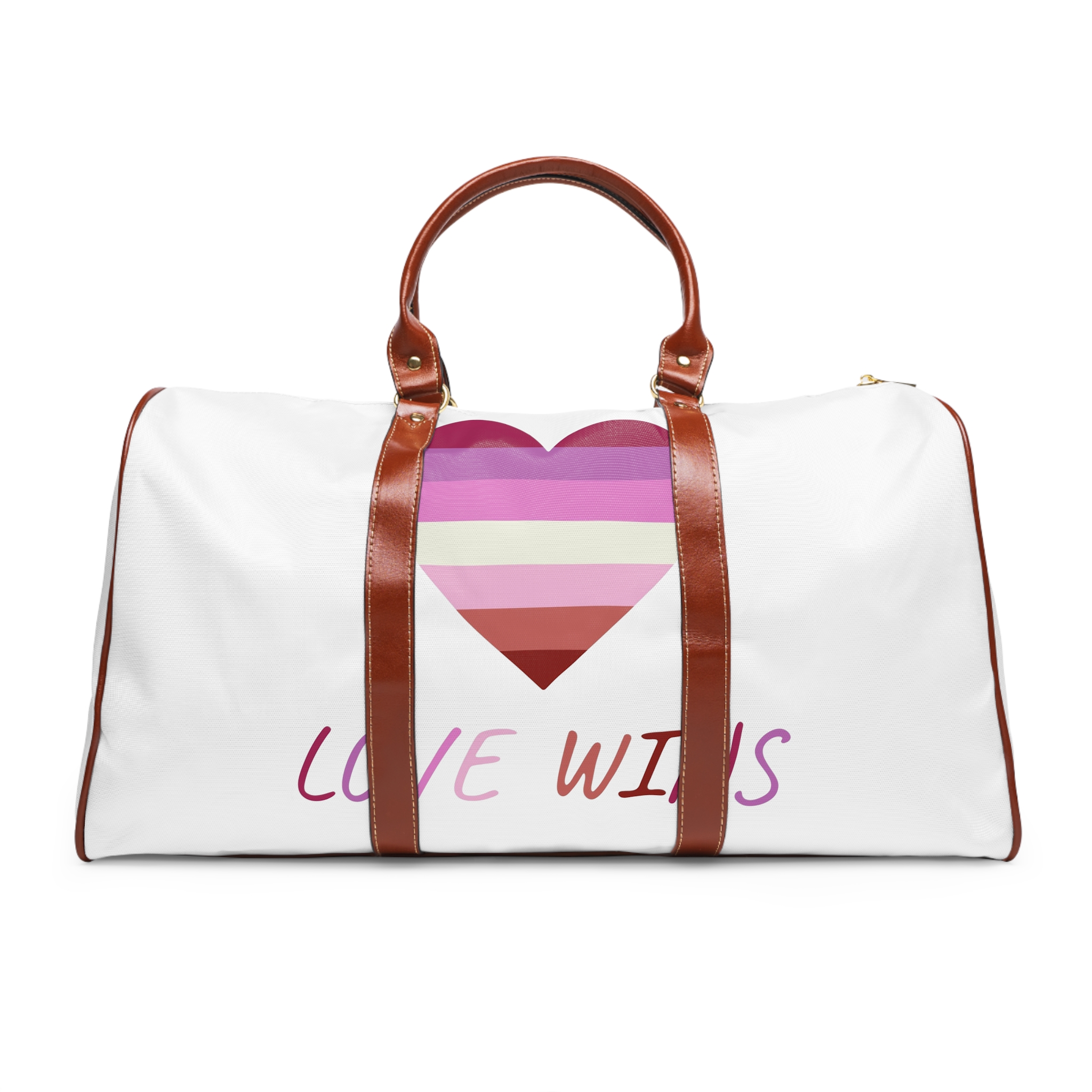 Colorful Heart Shape Lesbian Pride Flag Happy Pride Day Lgbtqia Community Pride Month Vector Hand Drawn Doodle Posters Stickers Logo Cards(2) Waterproof Travel Bag