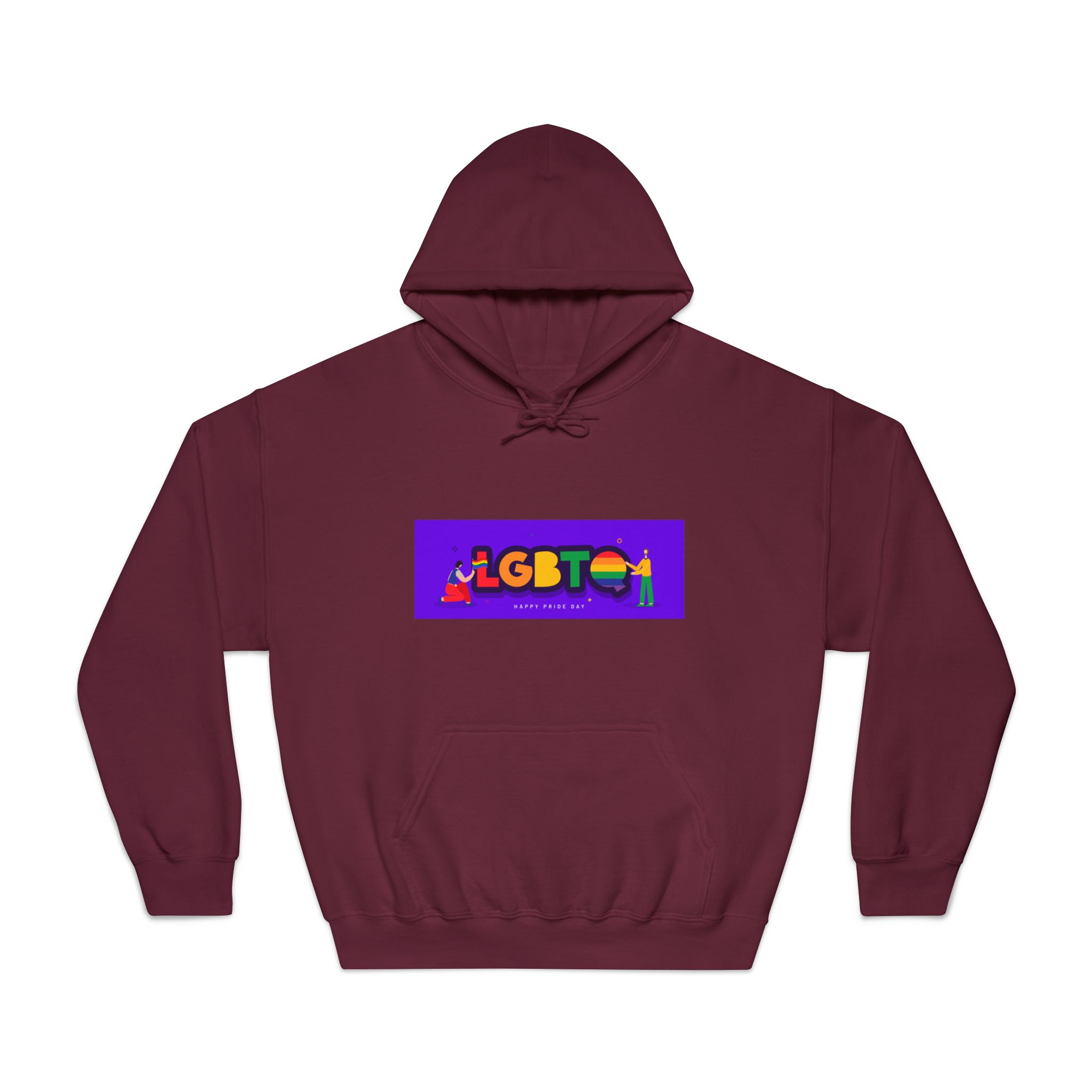 Lgbtq Community Banner Design With Illustration Gay Couple Unisex Dryblend Hooded Sweatshirt - Image 17