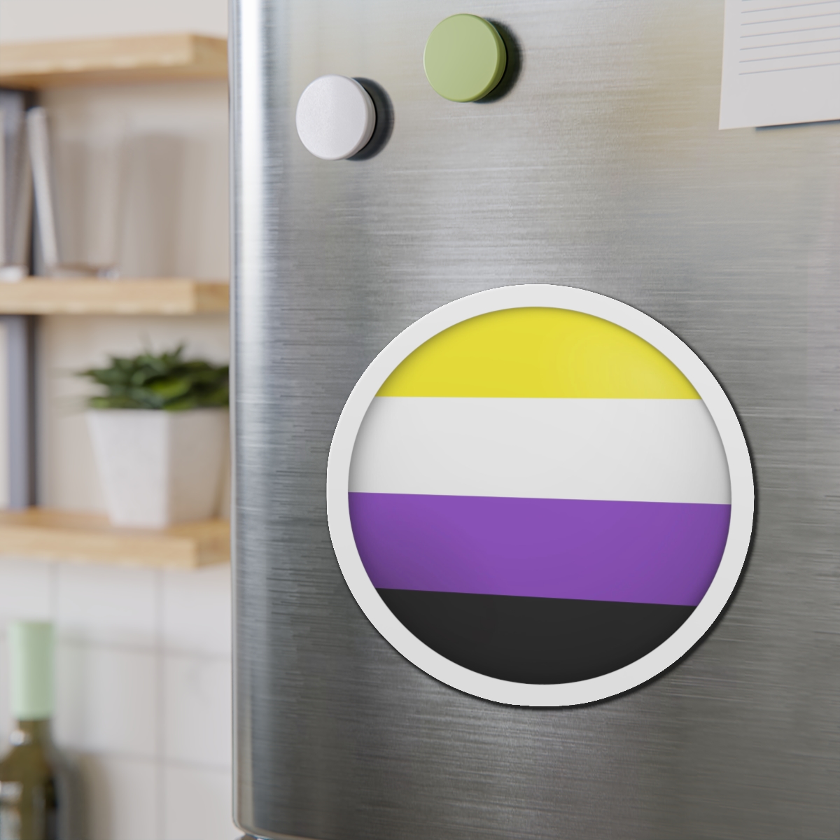 Flag Nonbinary Lgbtq Glossy Circular Flag Button Appearance 3d Icon Design With Depth Die Cut Magnets - Image 15