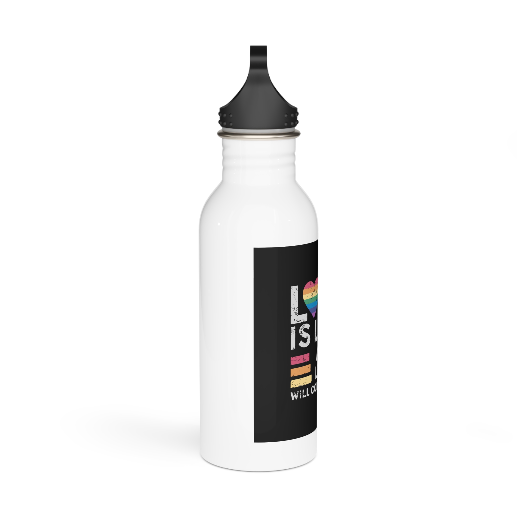 Love Is Love and Love Will Conquer Hate Stainless Steel Water Bottle - Image 2