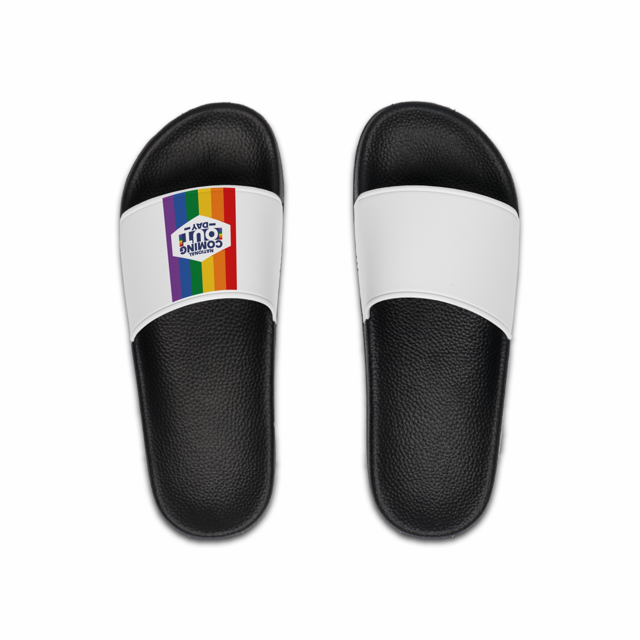 Coming Out Day Pride Month Lgbt Rainbow Flag Diversity Equality Free Love Vector Poster Mens Slide Sandals