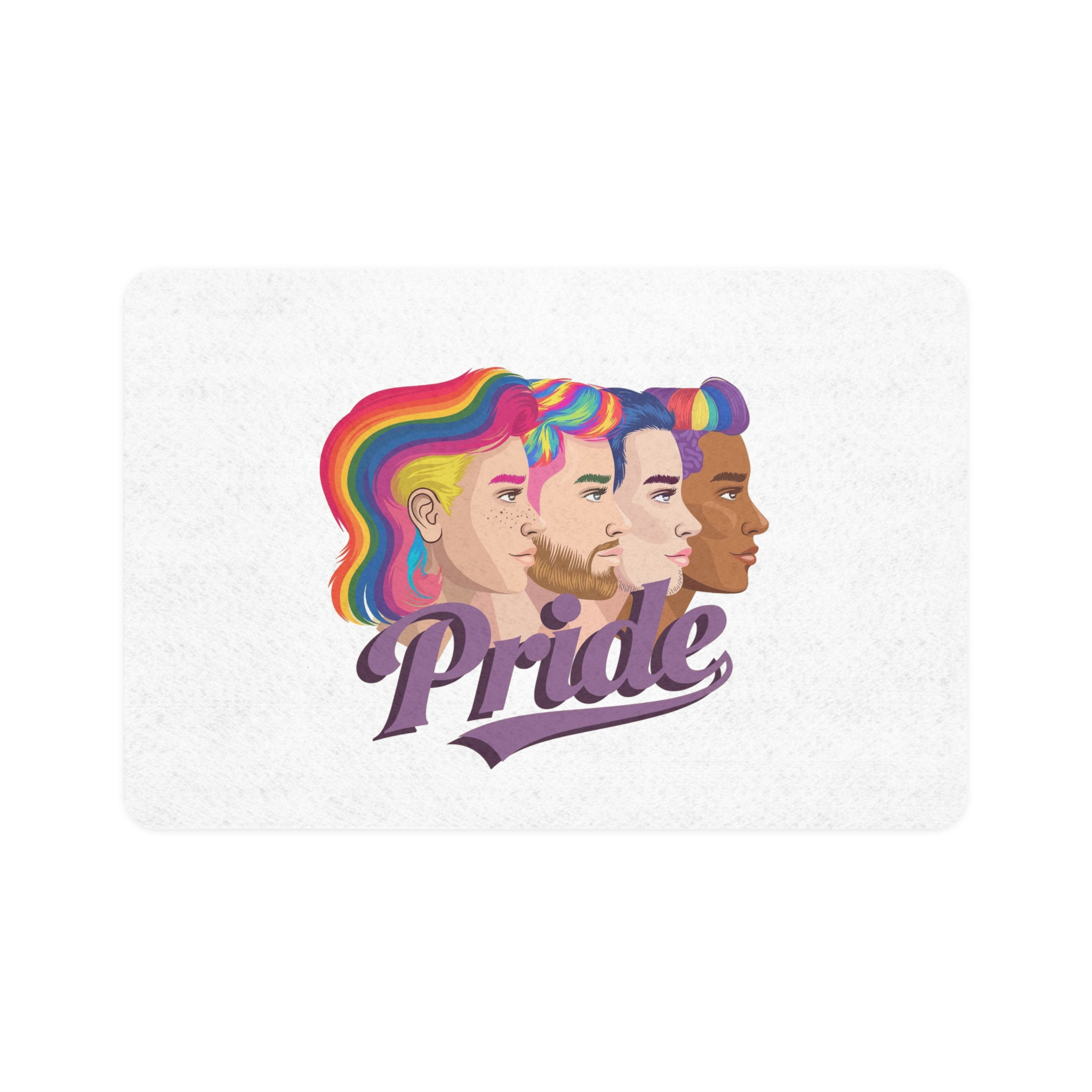 Vector Illustration Four Side Profiles Lgbtq Individuals With Vibrant Hair Colors Pet Food Mat 12x18