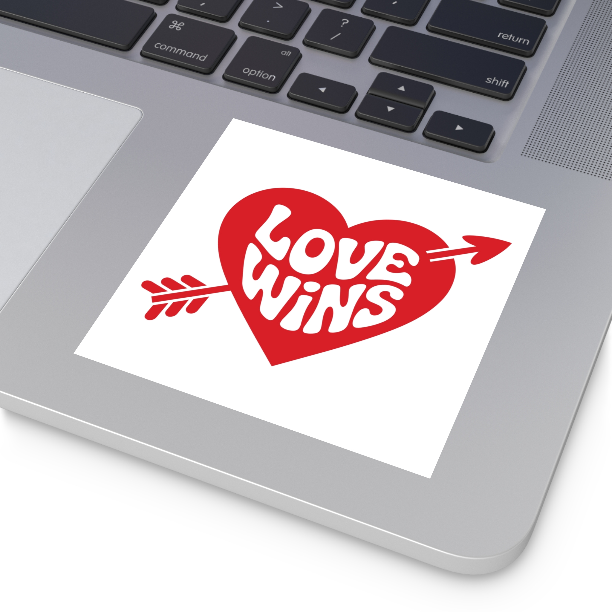 Love Wins Inscription Red Heart Pierced With Cupid39s Arrow Transparent Background Laminate Stickers Square - Image 19
