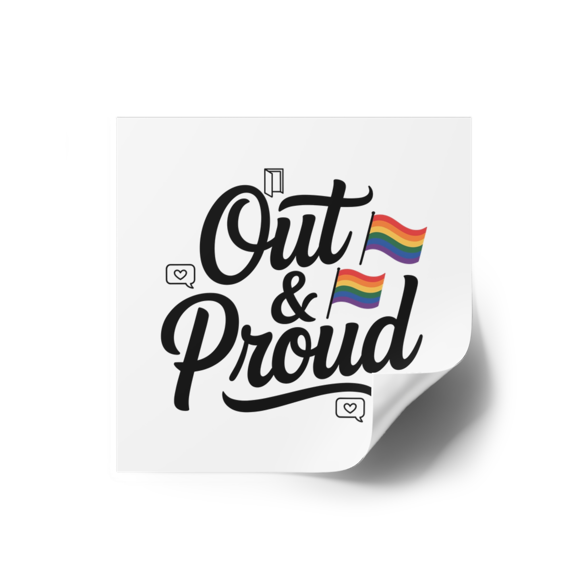 Out Proud T Shirt Design Isolated White Background1 Laminate Stickers Square - Image 2