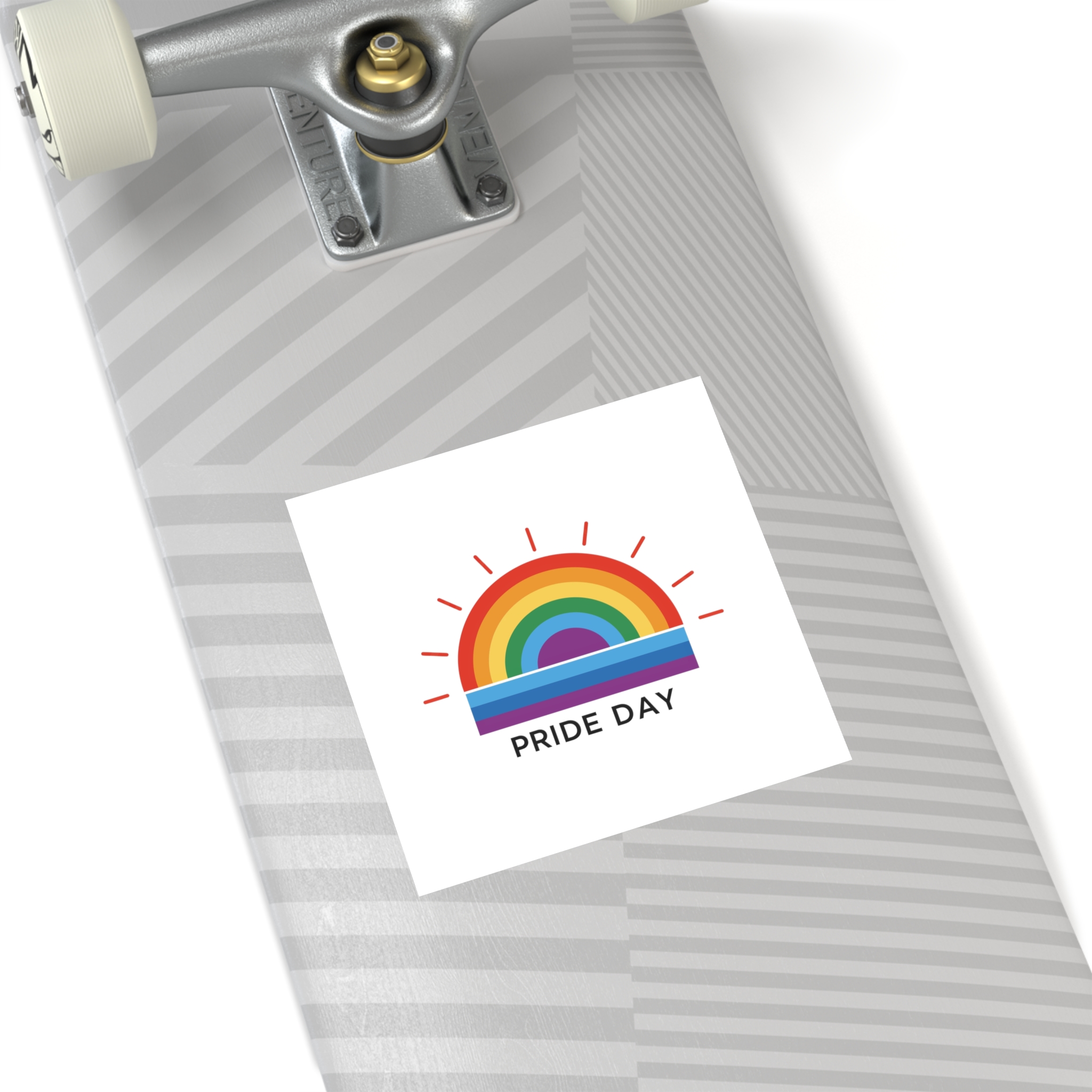 Rainbow Pride Day Celebration Illustration With Colorful Sunburst Design Lgbtq Support Awareness Laminate Stickers Square - Image 36