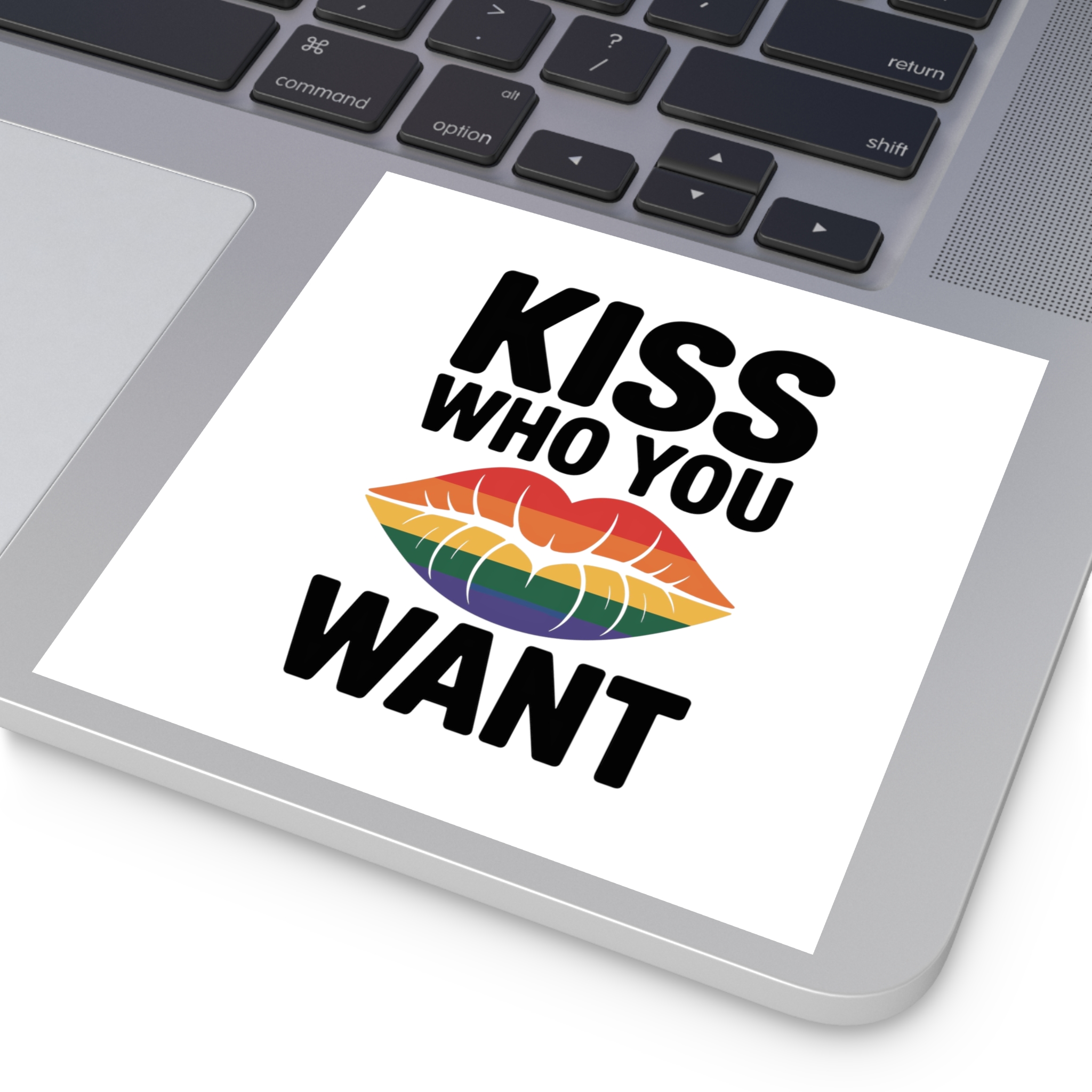 Kiss Who You Want T Shirt Design Isolated White Background 3 Laminate Stickers Square - Image 43