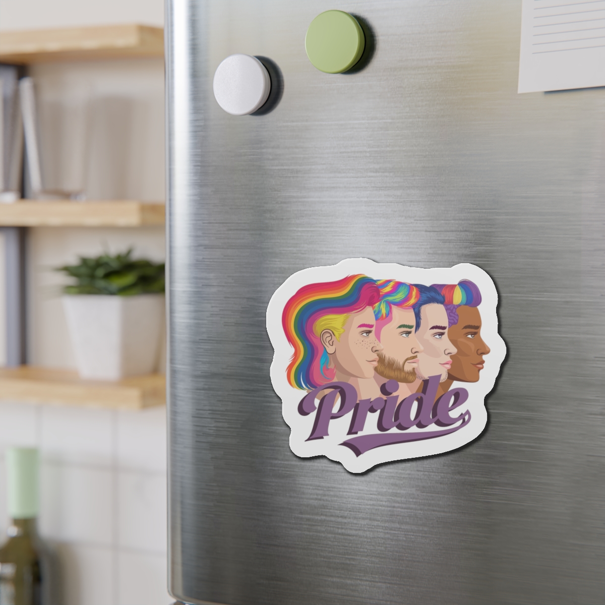 Vector Illustration Four Side Profiles Lgbtq Individuals With Vibrant Hair Colors Die Cut Magnets - Image 15